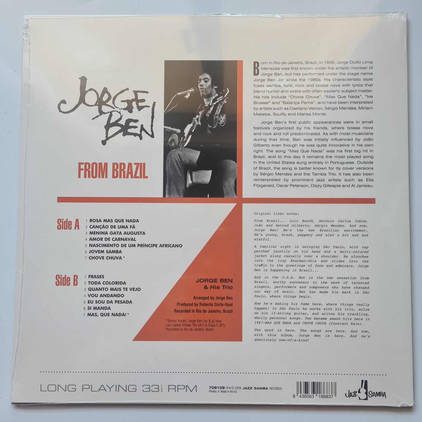 Jorge Ben –  From Brazil - 1967 (2026 European Pressing) - Vinyl Record LP (Brand New Sealed) 🇧🇷
