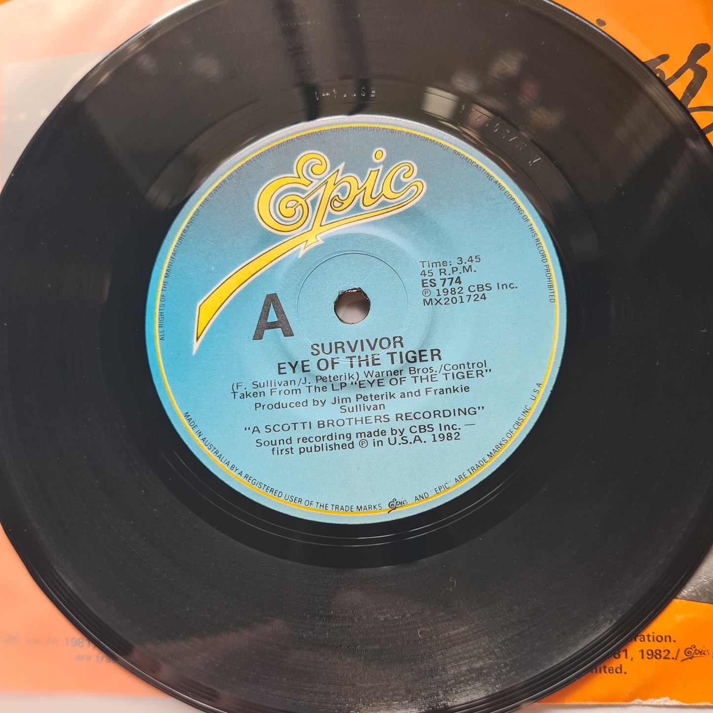 Survivor - Eye Of The Tiger (Rocky III) - 1982 - Vinyl Record 7" Single - 45 RPM