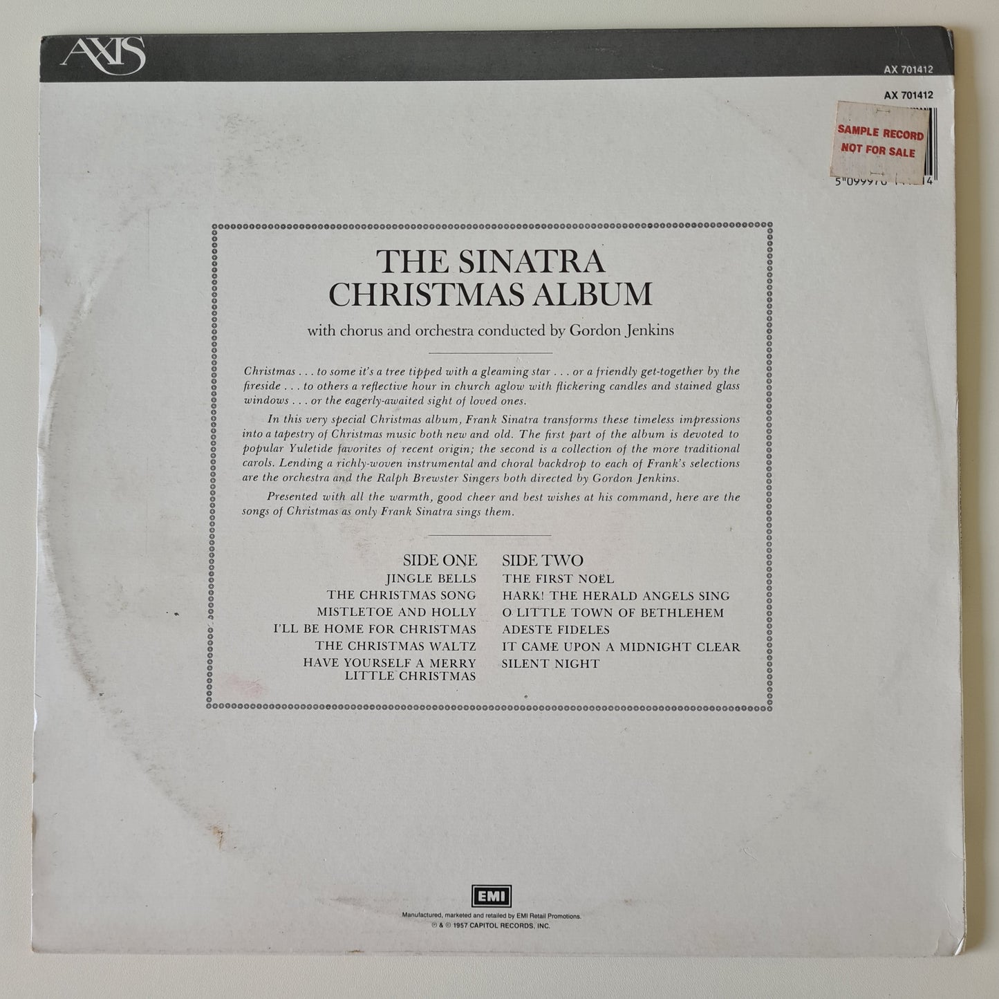 Frank Sinatra – The Sinatra Christmas Album - 1988 Pressing - Vinyl Record LP