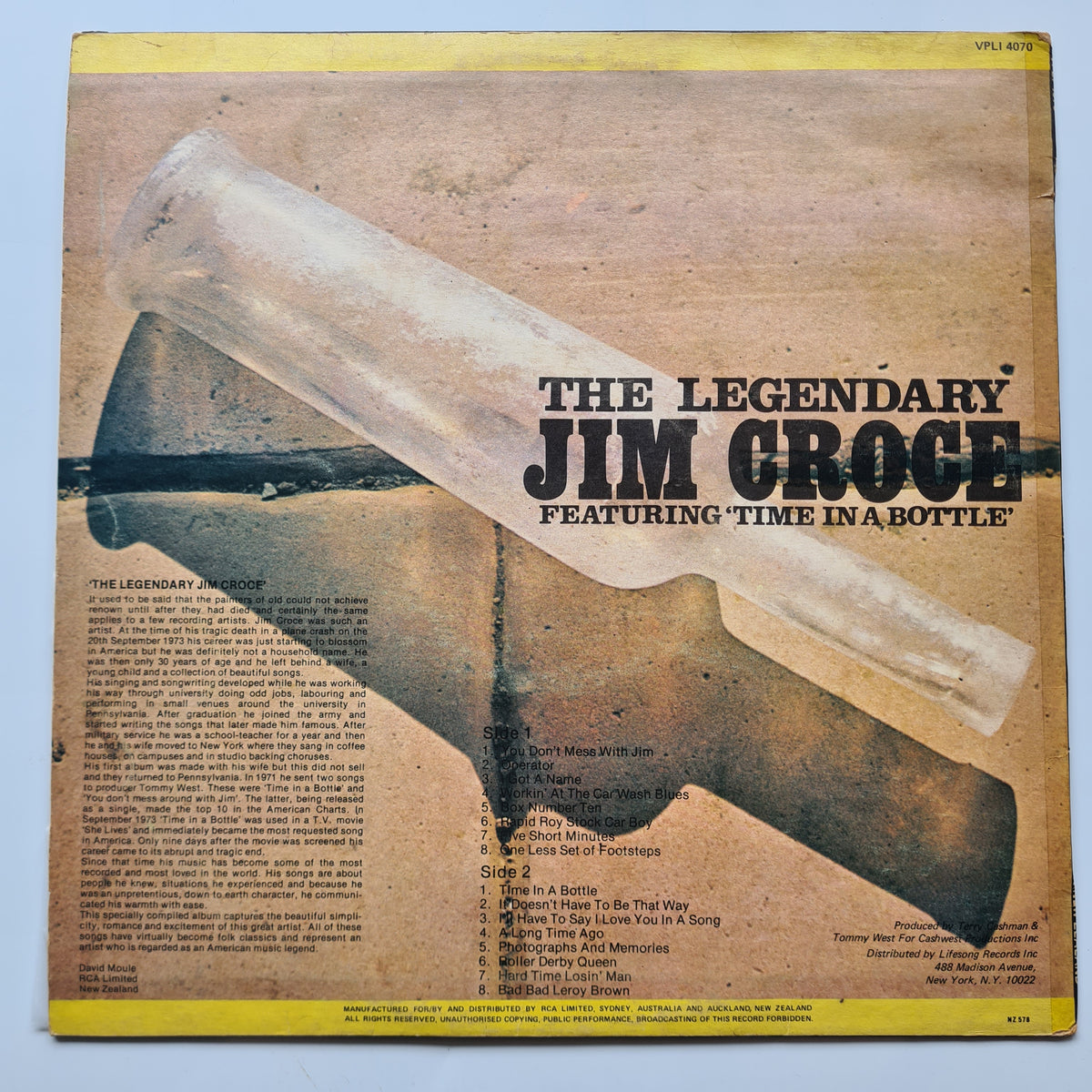 Jim Croce – The Legendary Jim Croce - 1978 - Vinyl Record LP