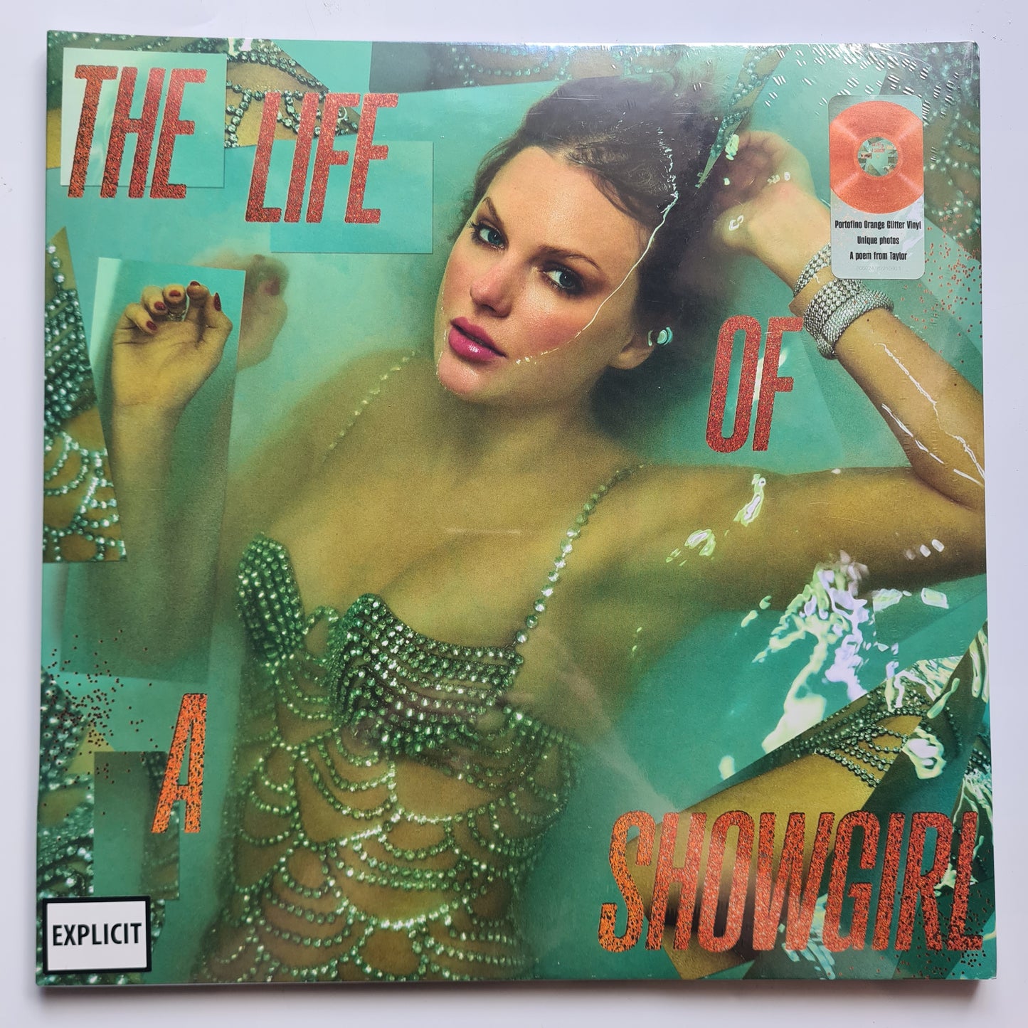 Taylor Swift – The Life Of A Showgirl - 2025 (Orange Translucent Vinyl With Gold Glitter) - Vinyl Record LP (Brand New Sealed)
