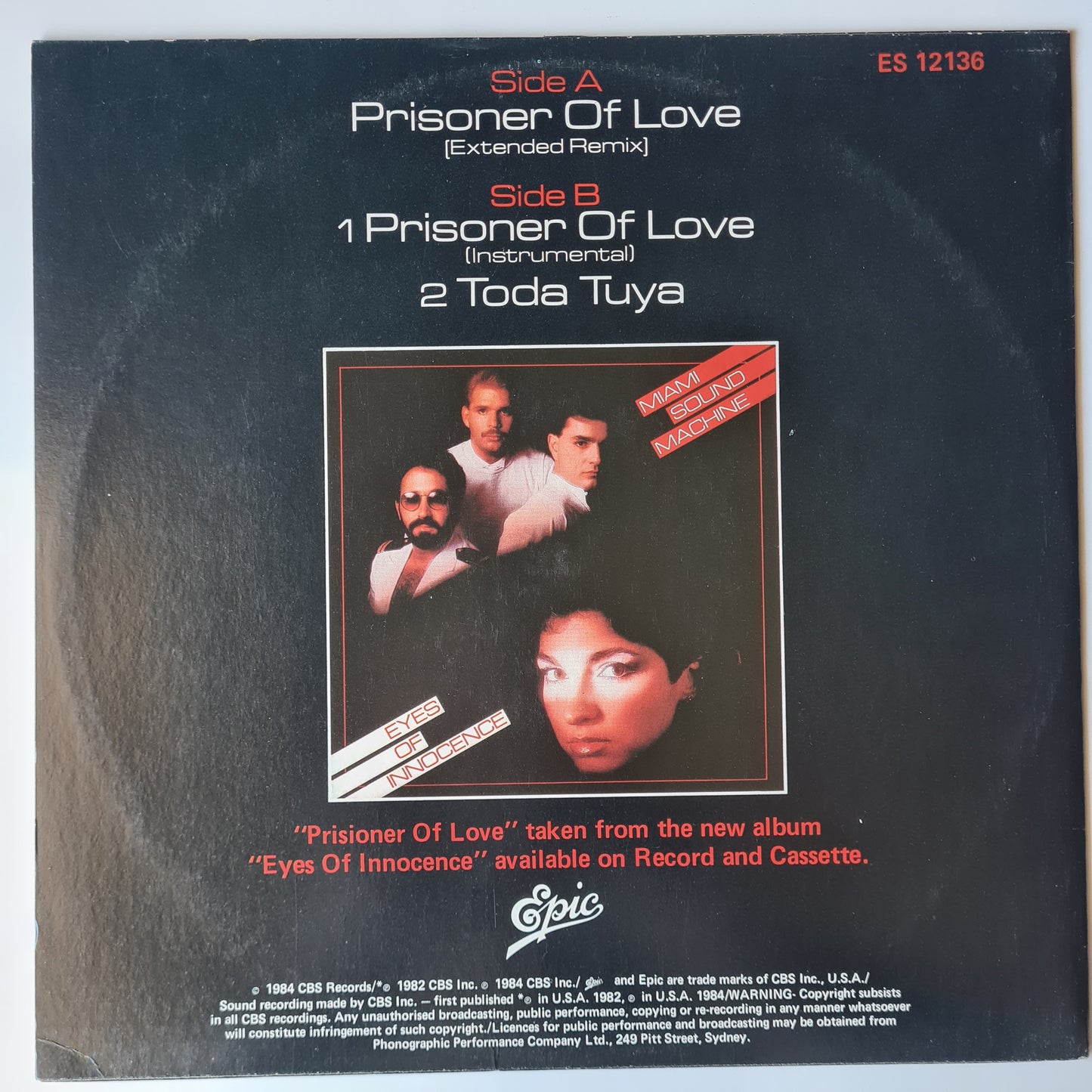 Miami Sound Machine – Prisoner Of Love (Extended Remix) - 1984 - Vinyl Record 12" Maxi Single