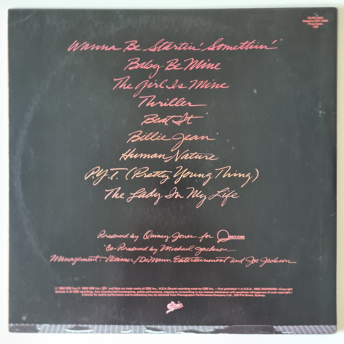 Michael Jackson – Thriller - 1982 (Australian Pressing) - Vinyl Record LP