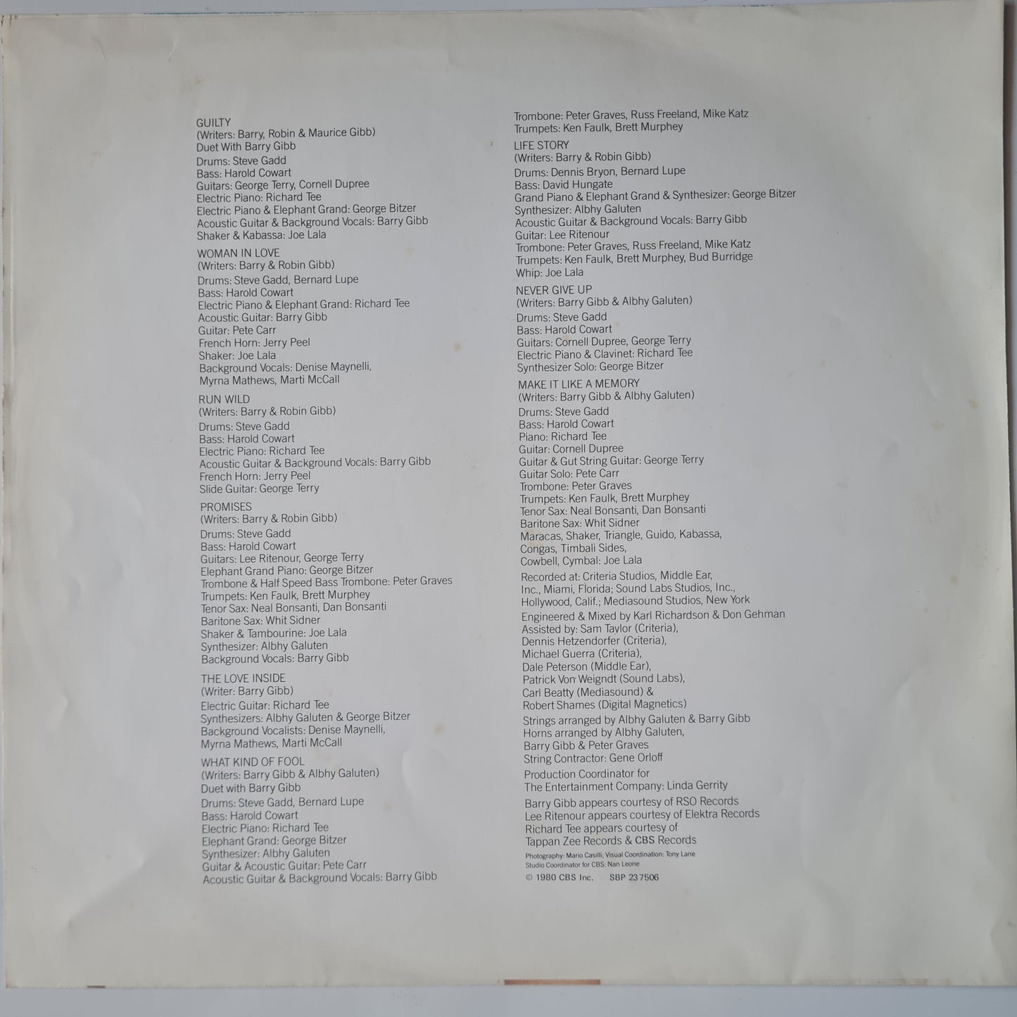 Barbara Streisand/ Barry Gibb – Guilty - 1980 - Vinyl Record LP