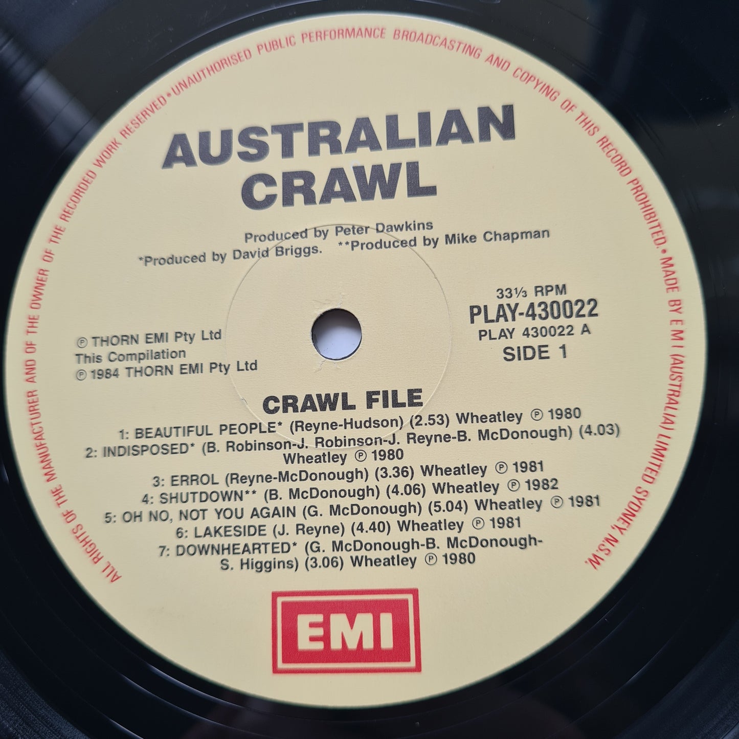 Australian Crawl – Crawl File (Greatest Hits) - 1984 - Vinyl Record LP
