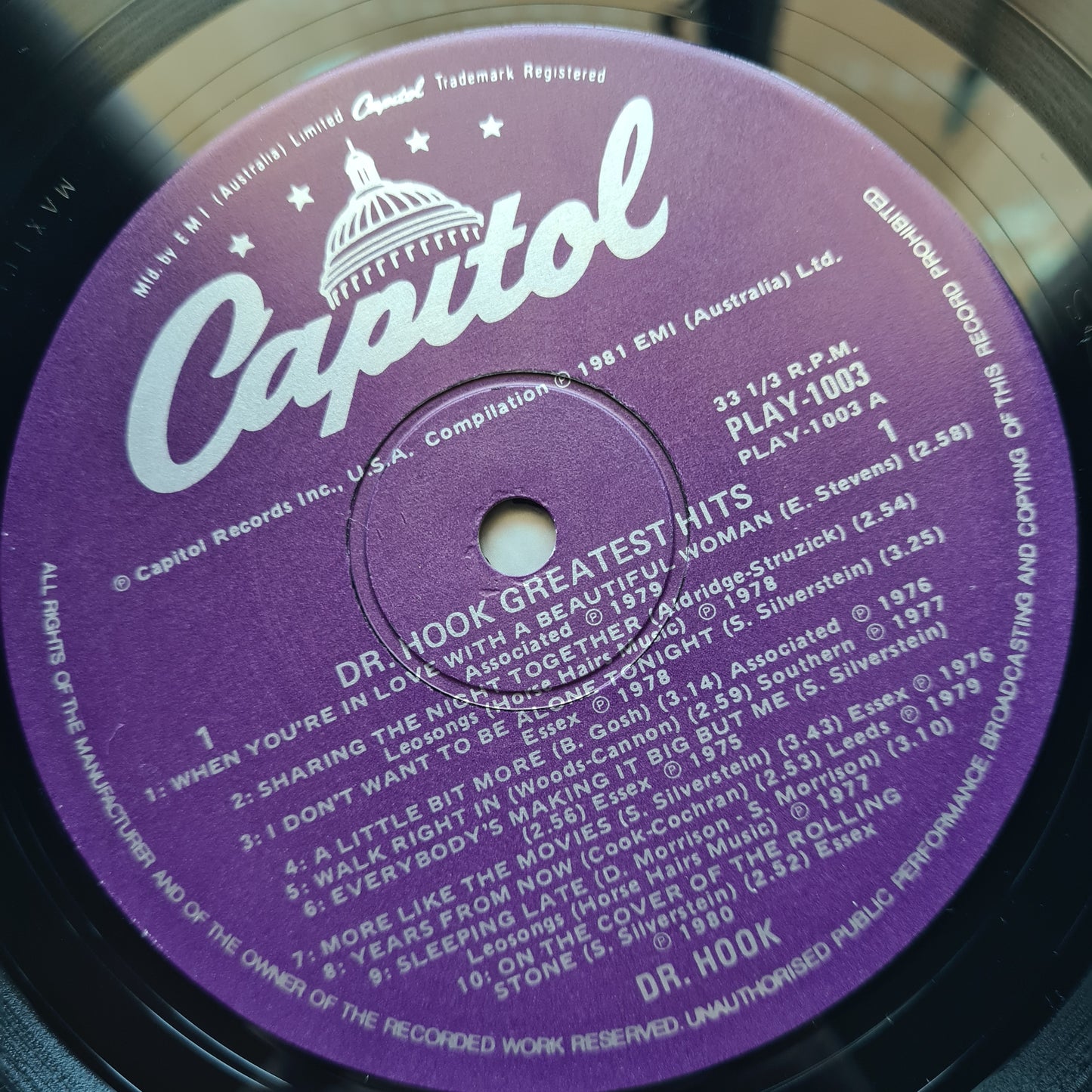 Dr Hook – Greatest Hits - 1981 - Vinyl Record LP