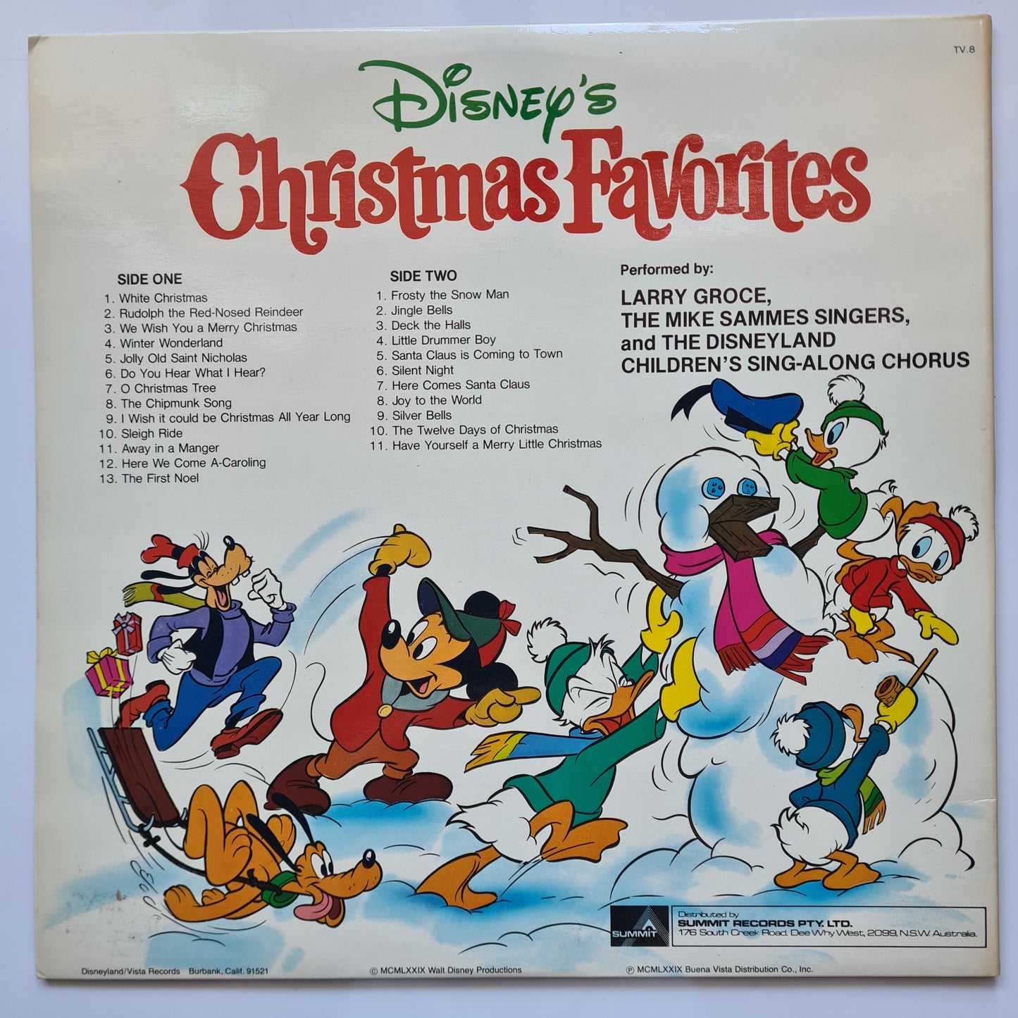 Larry Groce, The Mike Sammes Singers & The Disneyland Children's Sing-Along Chorus – Disney's Christmas Favorites - 1979 (1980 Australian Pressing) - Vinyl Record LP (near mint)