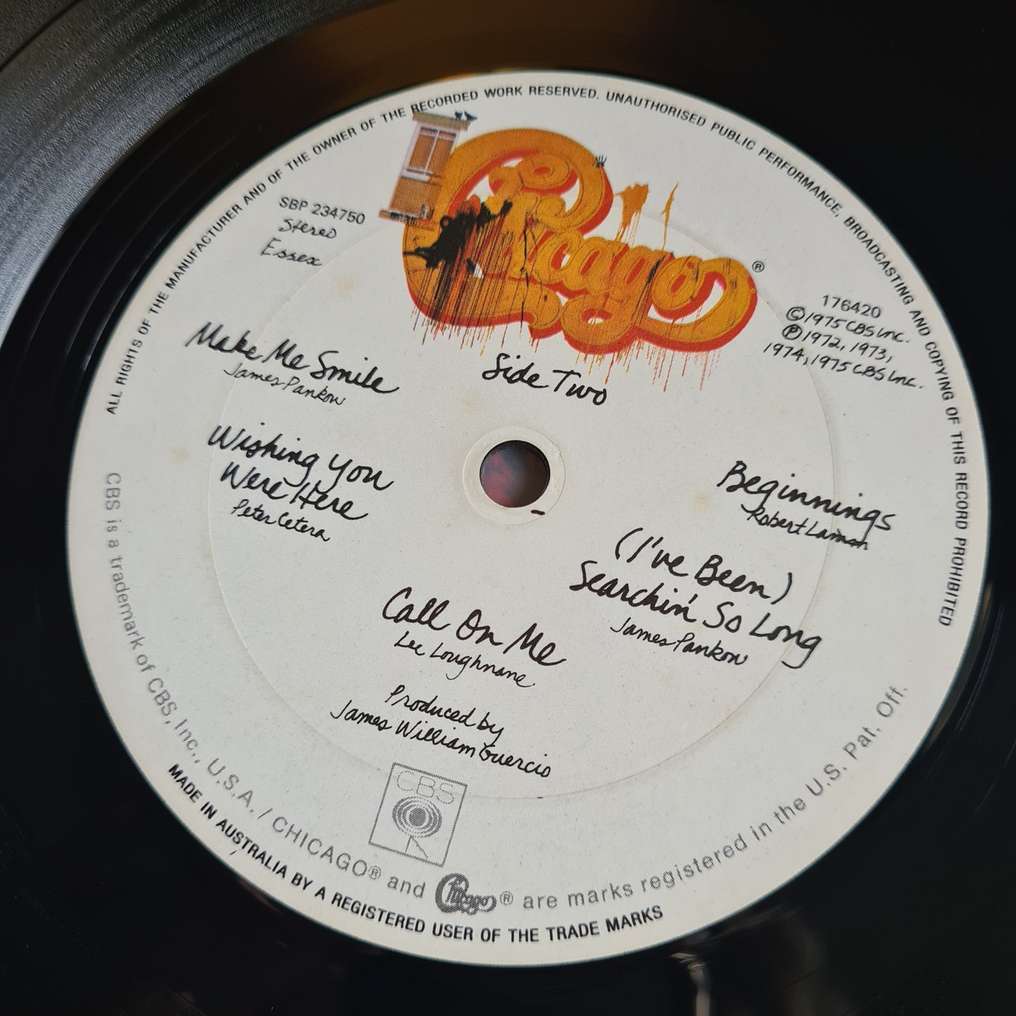 Chicago – Chicago's Greatest Hits- 1975 - Vinyl Record LP