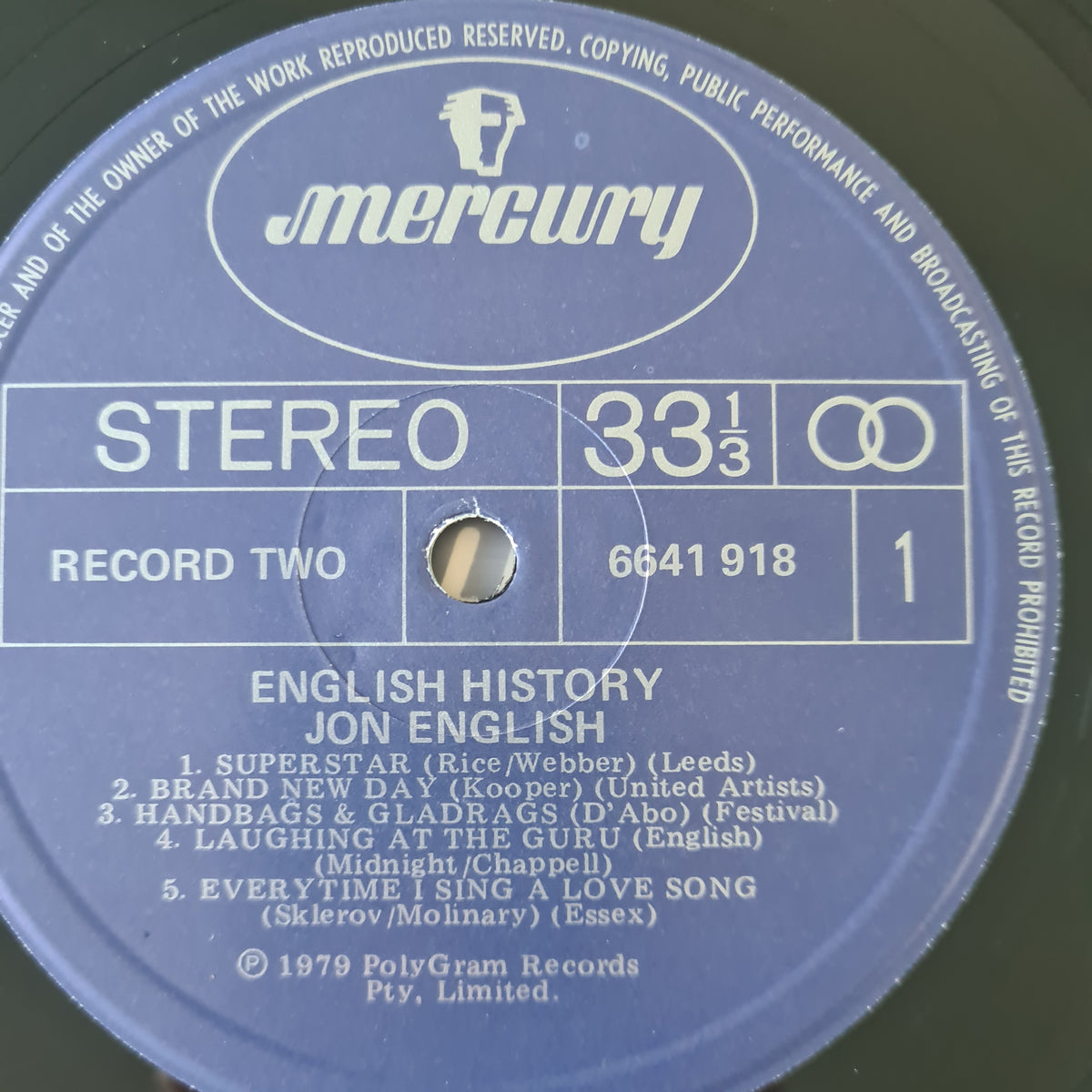 Jon English – English History - 1979 - Vinyl Record LP