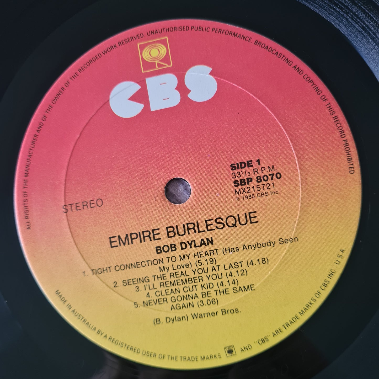 Bob Dylan – Empire Burlesque - 1985 - Vinyl Record LP