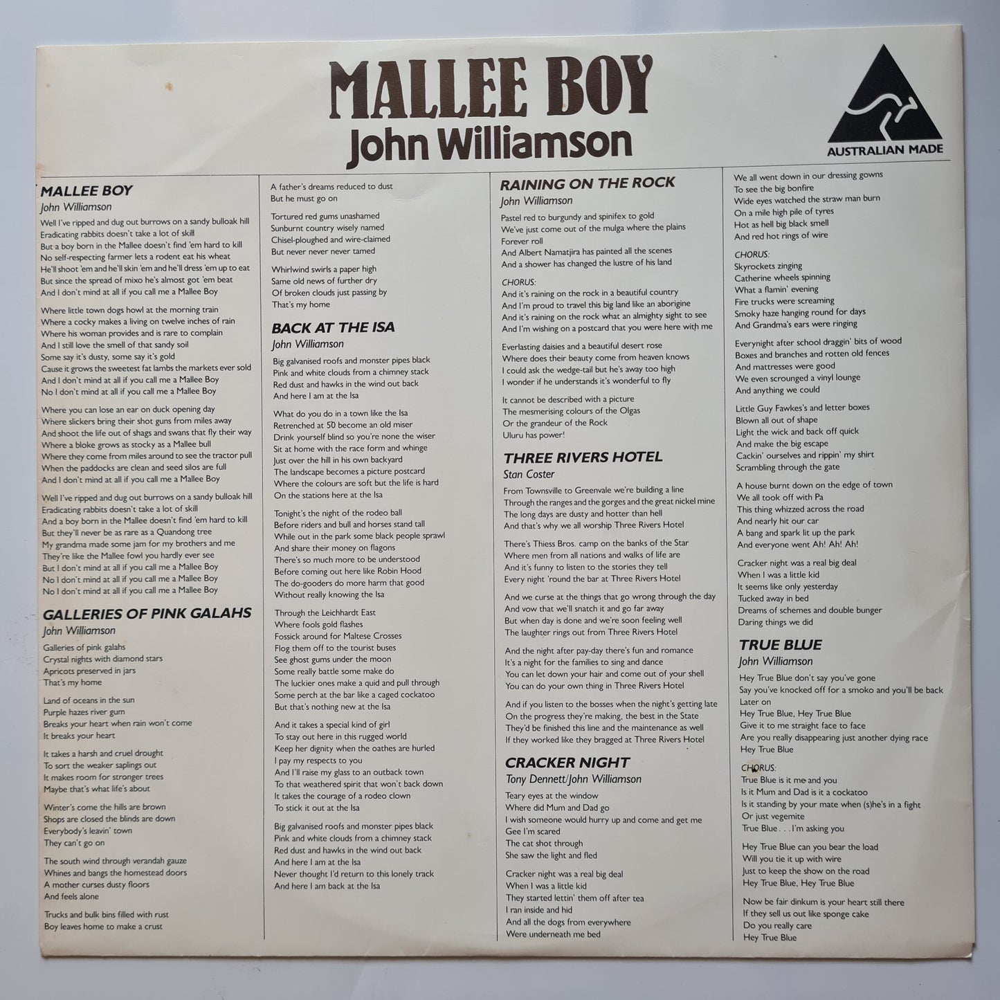 John Williamson - Mallee Boy - 1986 - Vinyl Record LP