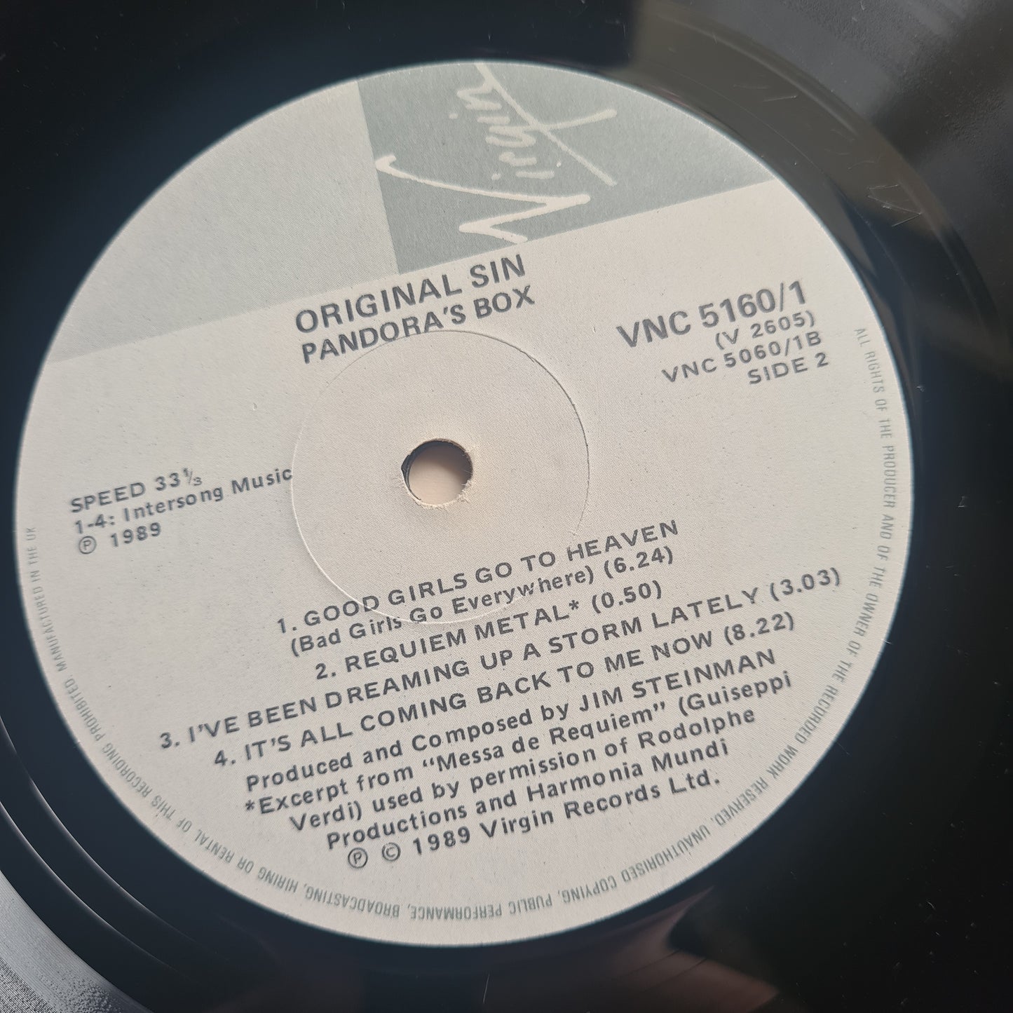 Pandora's Box (Jim Steinman) – Original Sin- 1989 (South African Pressing) - Vinyl Record 2LP