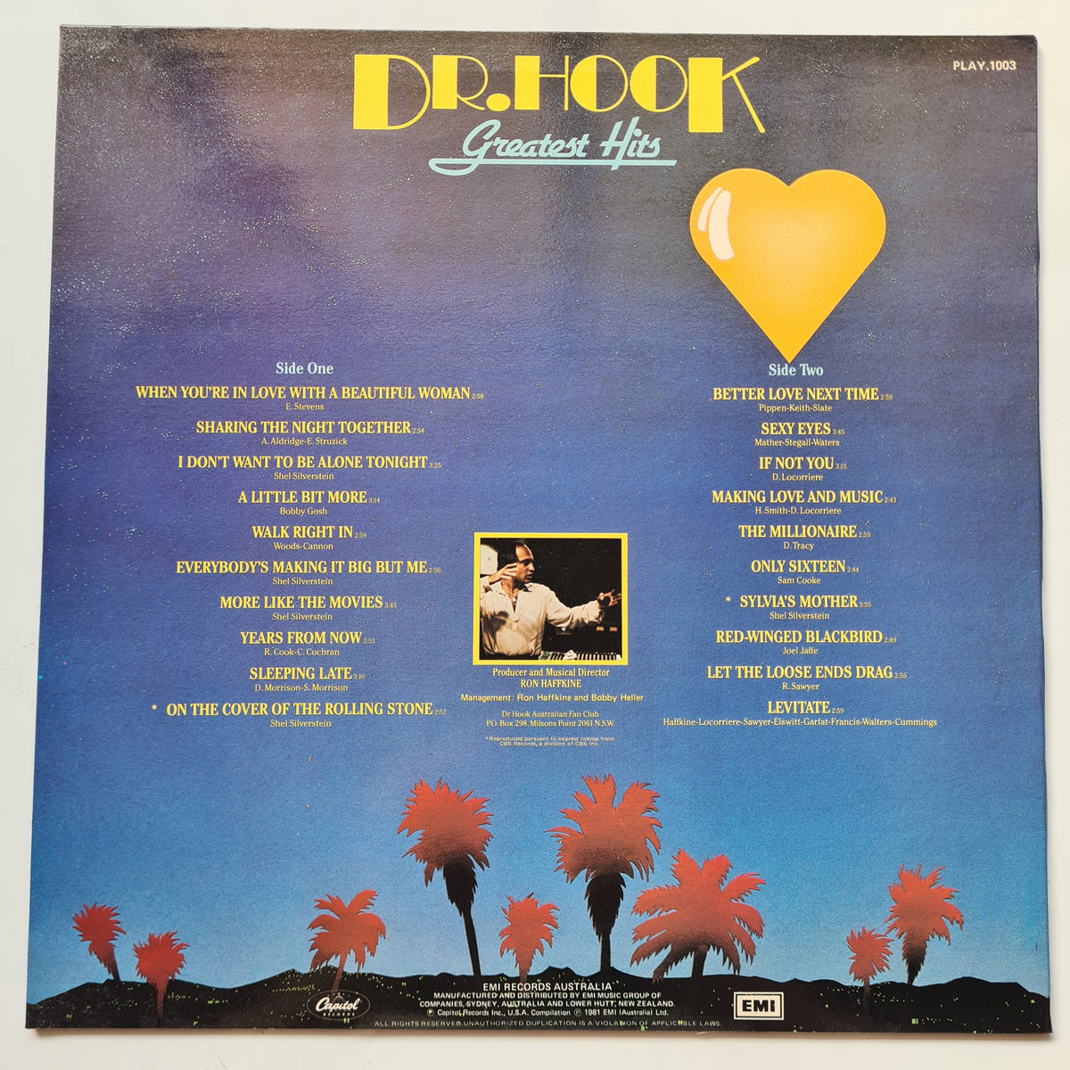 Dr Hook – Greatest Hits - 1981 - Vinyl Record LP