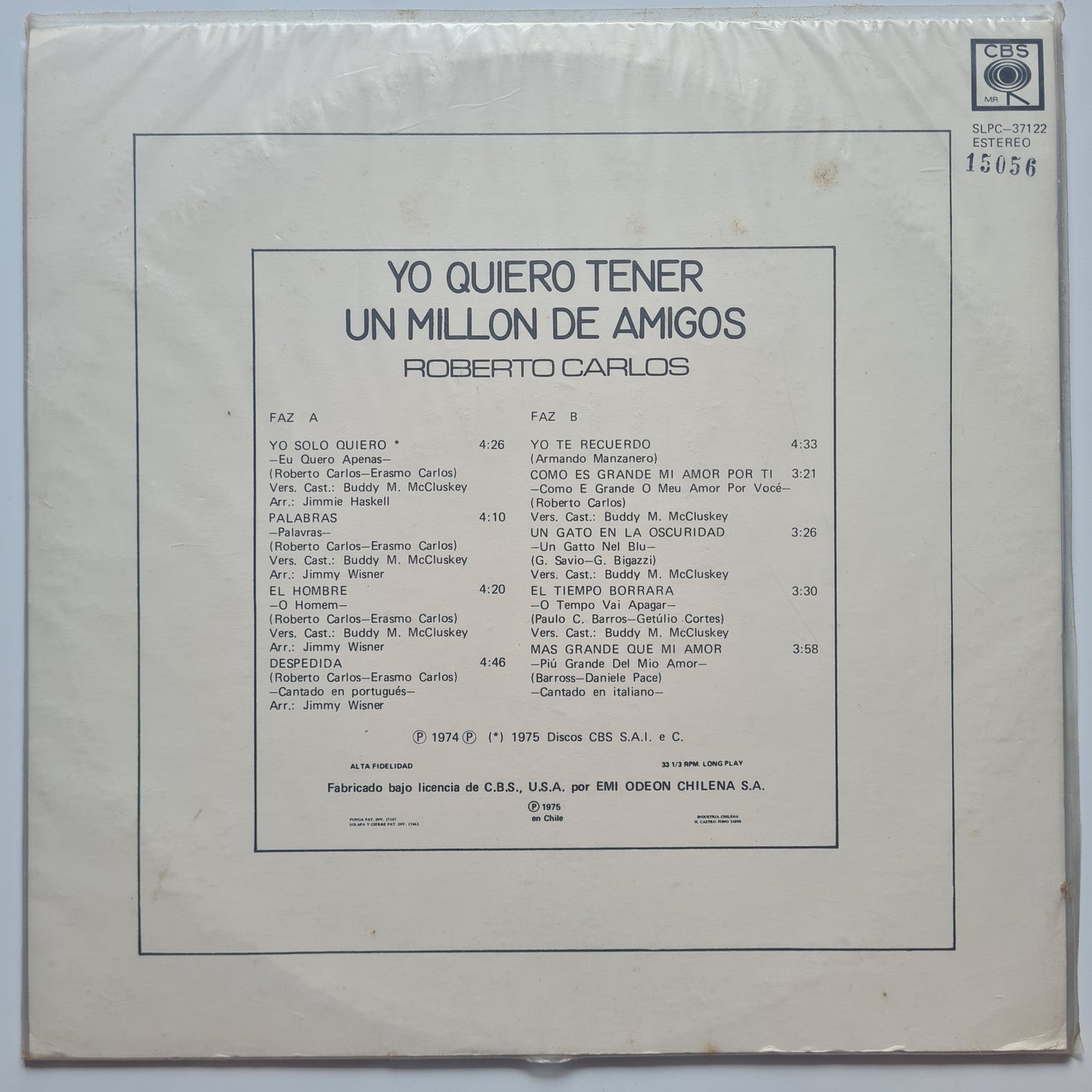 Roberto Carlos – Yo Quiero Tener Un Millón De Amigos - 1975 - Vinyl Record LP 🇧🇷