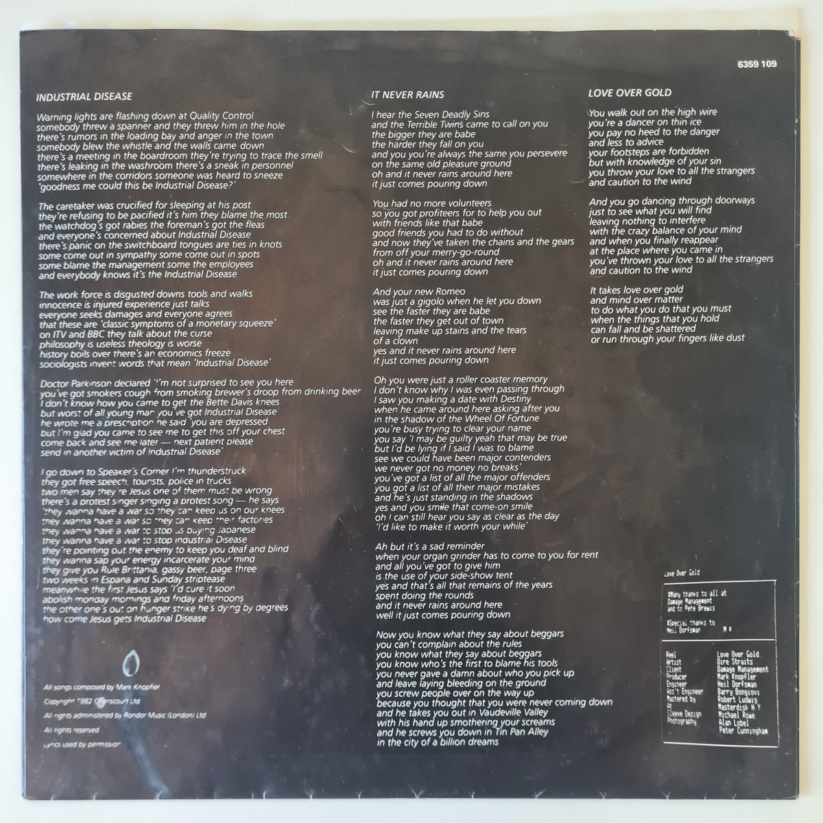Dire Straits – Love Over Gold - 1982 - Vinyl Record LP