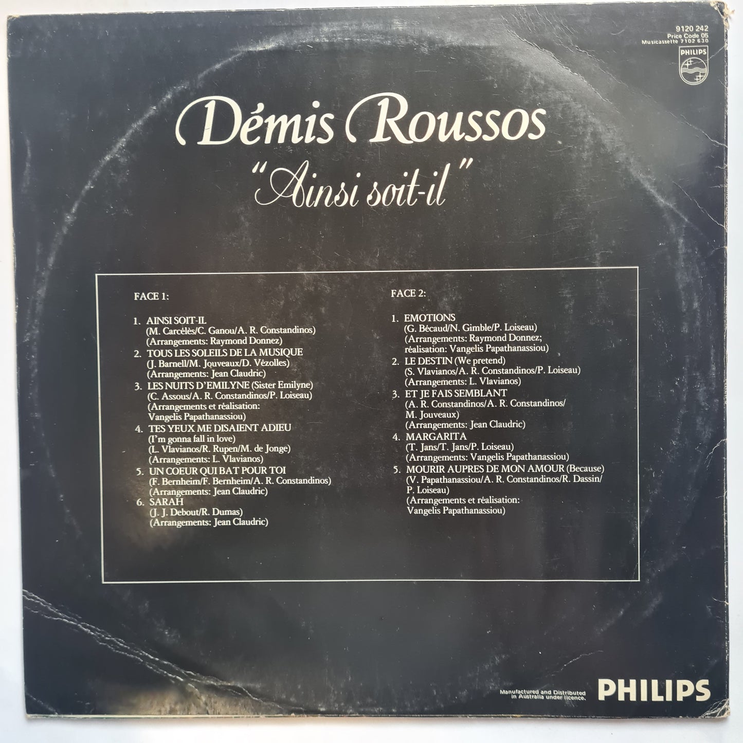 Demis Roussos  – "Ainsi Soit-il" - 1978 - Vinyl Record LP