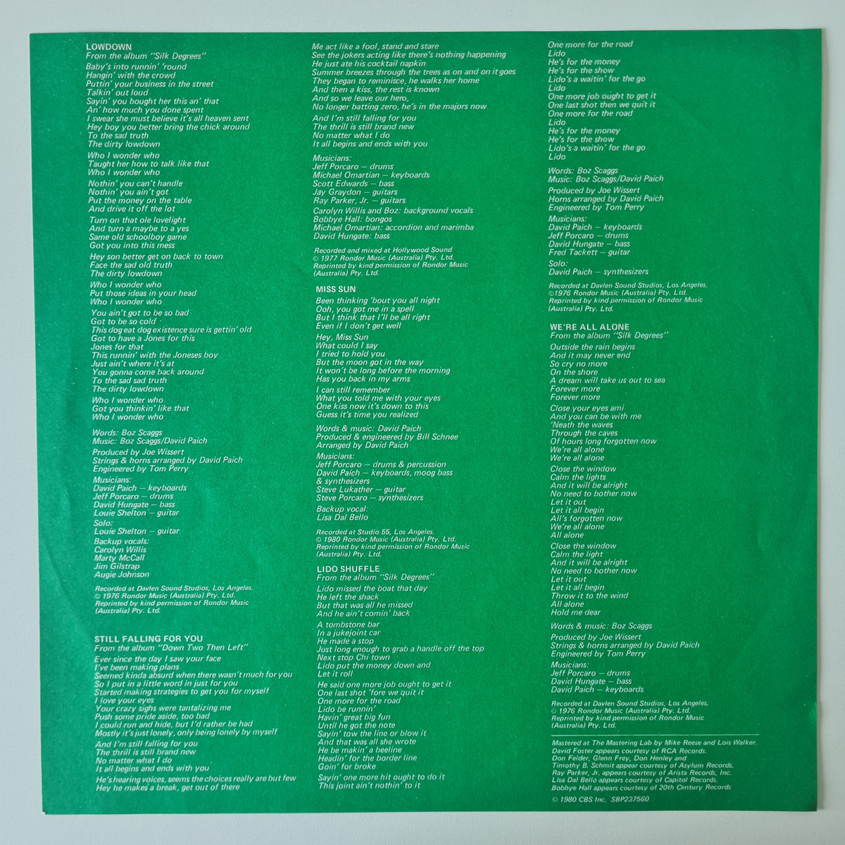 Boz Scaggs – Hits! - 1980 - Vinyl Record LP