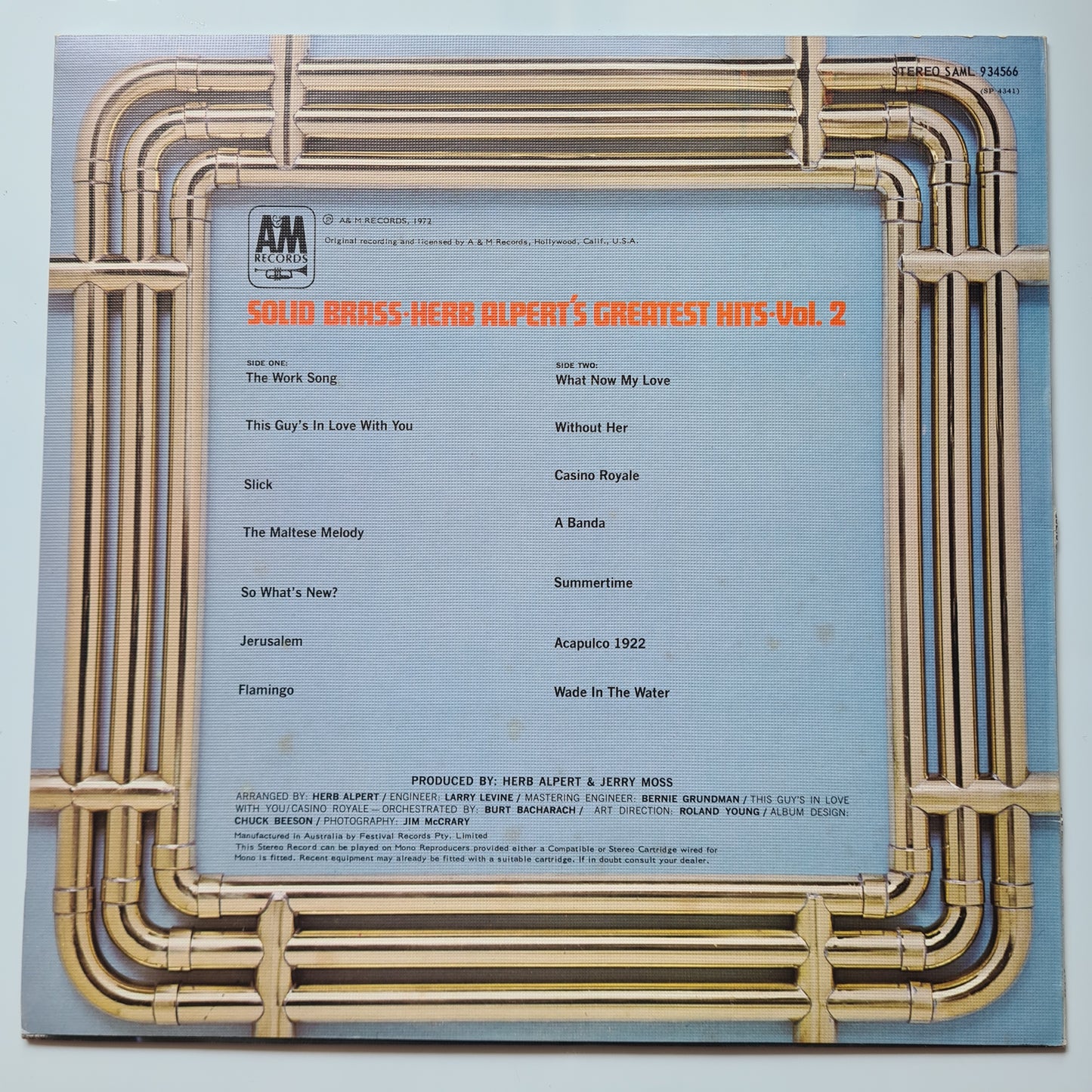 Herb Alpert & The Tijuana Brass – Solid Brass: Herb Alpert's Greatest Hits Vol. 2 - 1972 - Vinyl Record LP