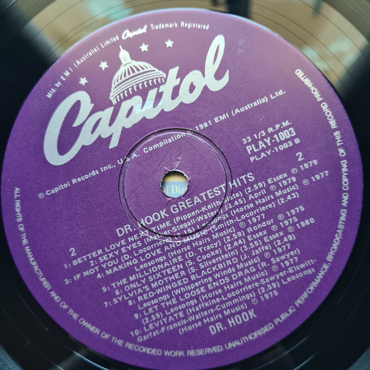 Dr Hook – Greatest Hits - 1981 - Vinyl Record LP