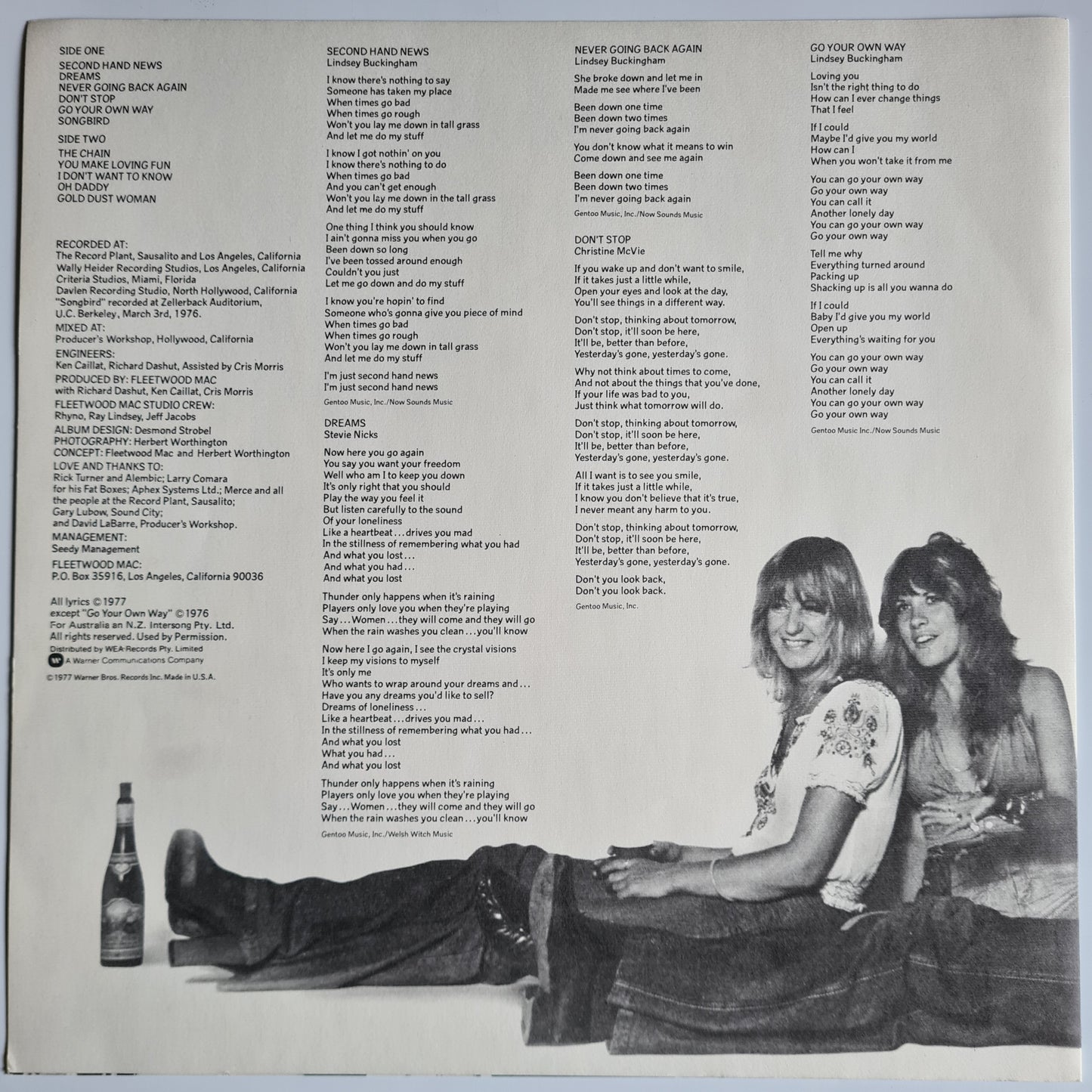 Fleetwood Mac – Rumours - 1977 (1st Australian Pressing- Textured Sleeve) - Vinyl Record LP