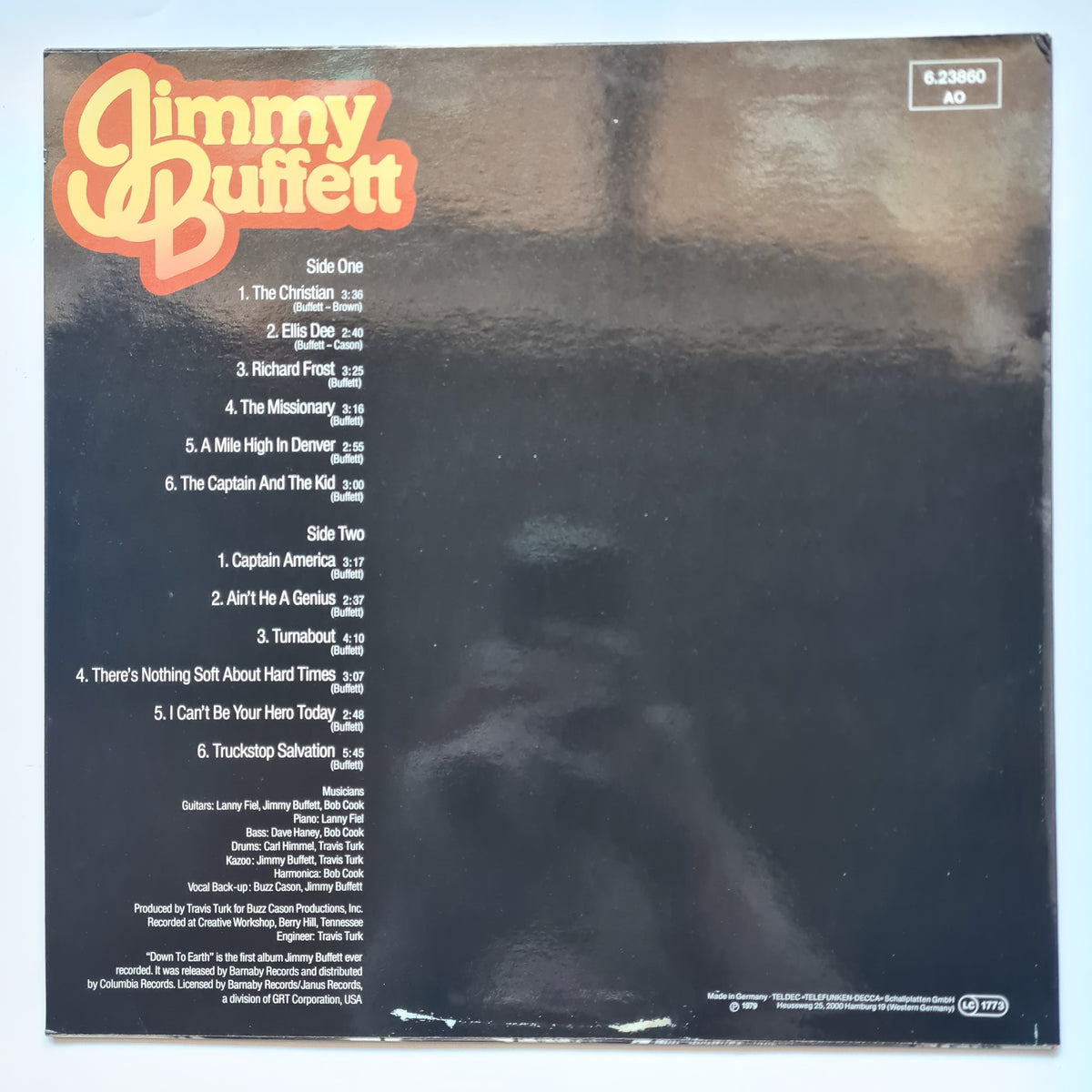 Jimmy Buffett – Down To Earth (Debut Album) - 1970 (1979 German Pressing) - Vinyl Record LP *RARE*