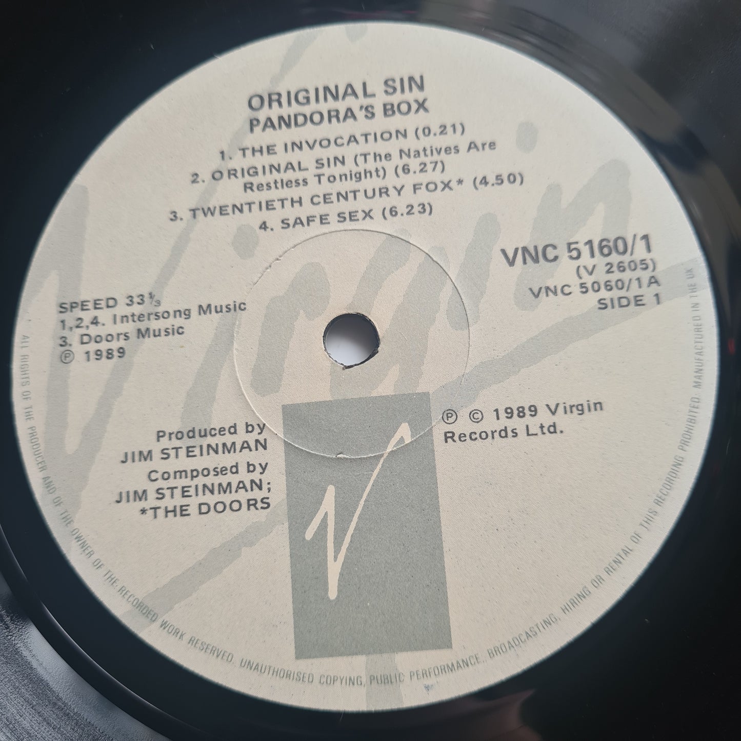 Pandora's Box (Jim Steinman) – Original Sin- 1989 (South African Pressing) - Vinyl Record 2LP