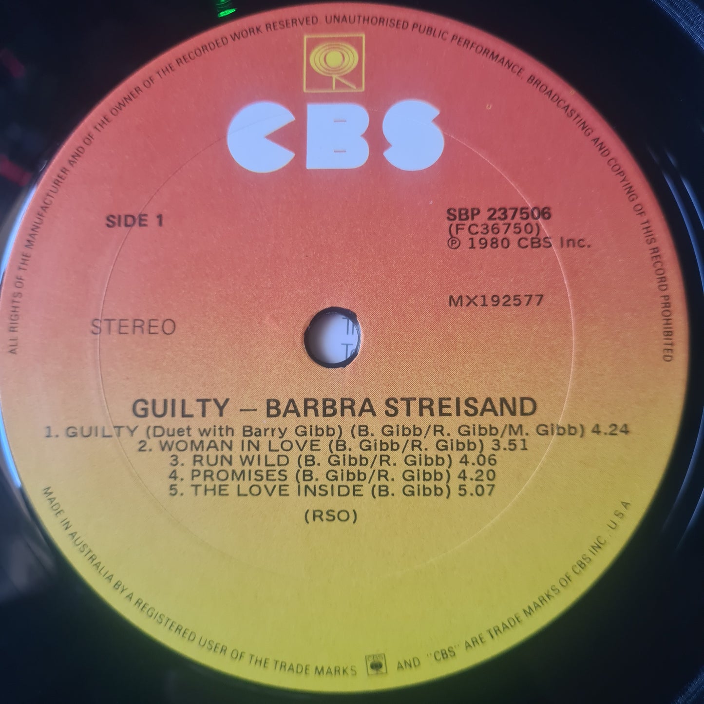 Barbara Streisand/ Barry Gibb – Guilty - 1980 - Vinyl Record LP