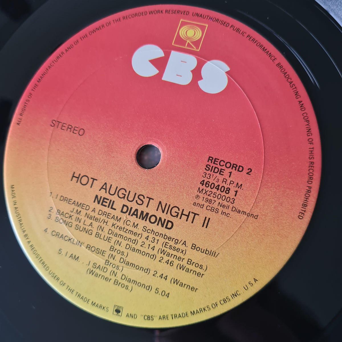 Neil Diamond – Hot August Night II - 1987 - Vinyl Record 2LP (Excellent)
