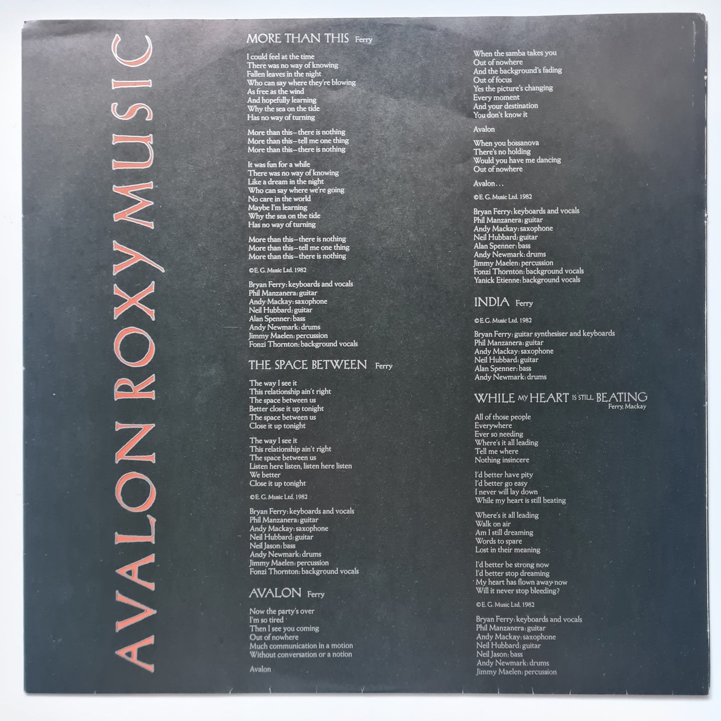 Roxy Music – Avalon - 1982 - Vinyl Record LP