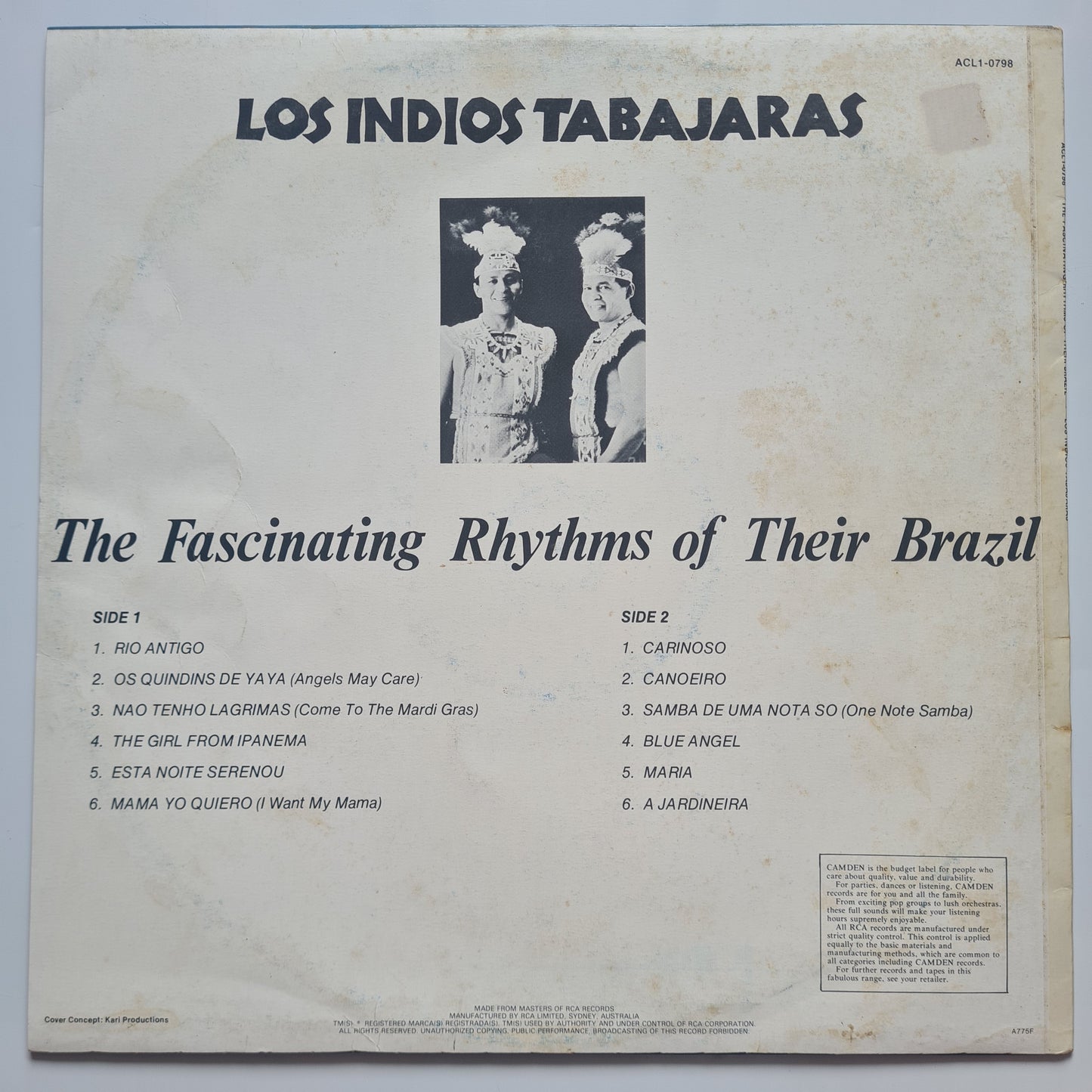 Los Indios Tabajaras – The Fascinating Rhythms Of Their Brazil - 1975 - Vinyl Record LP 🇧🇷