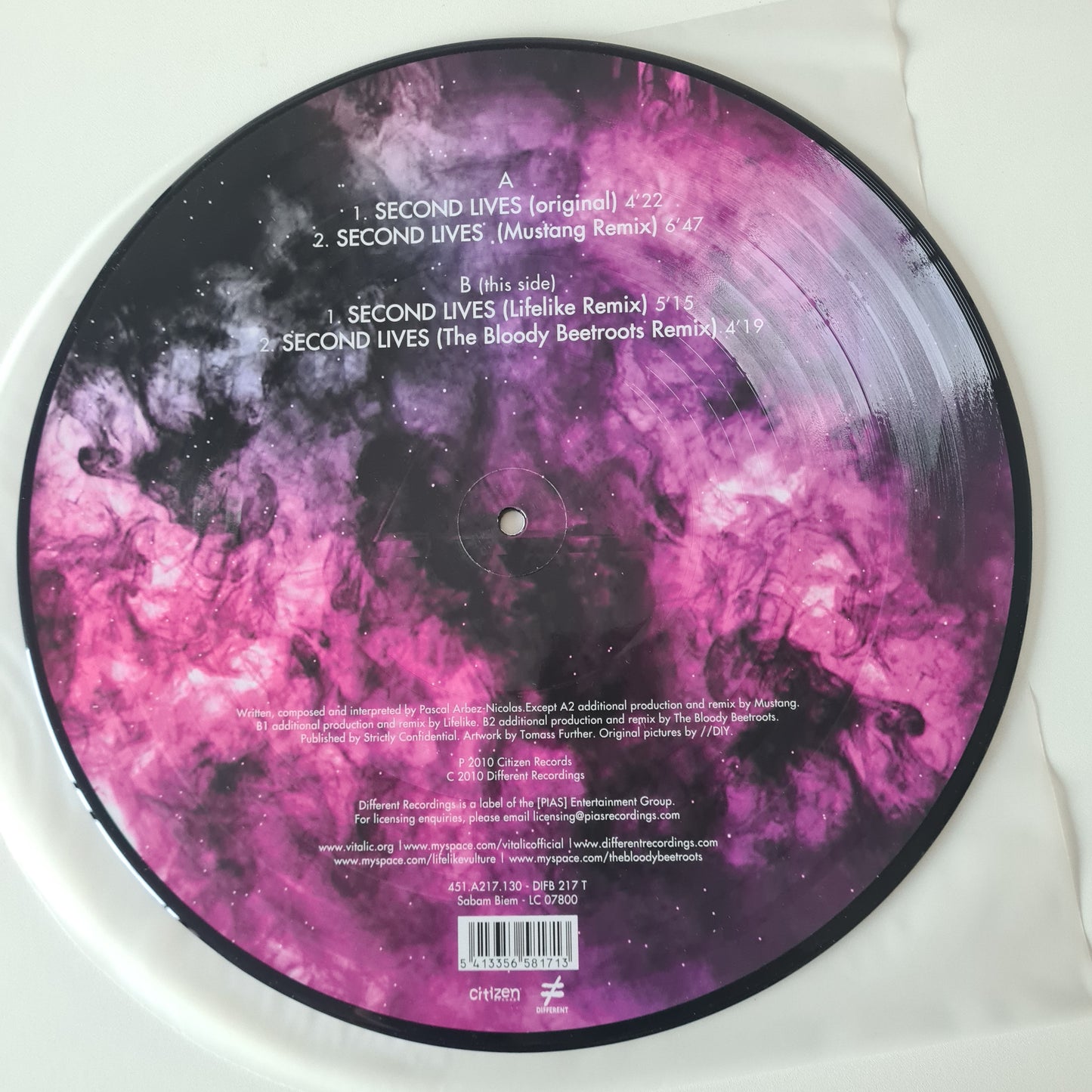 Vitalic – Second Lives - 2010 - Vinyl Record 12" Maxi Single Picture Disc *RARE*