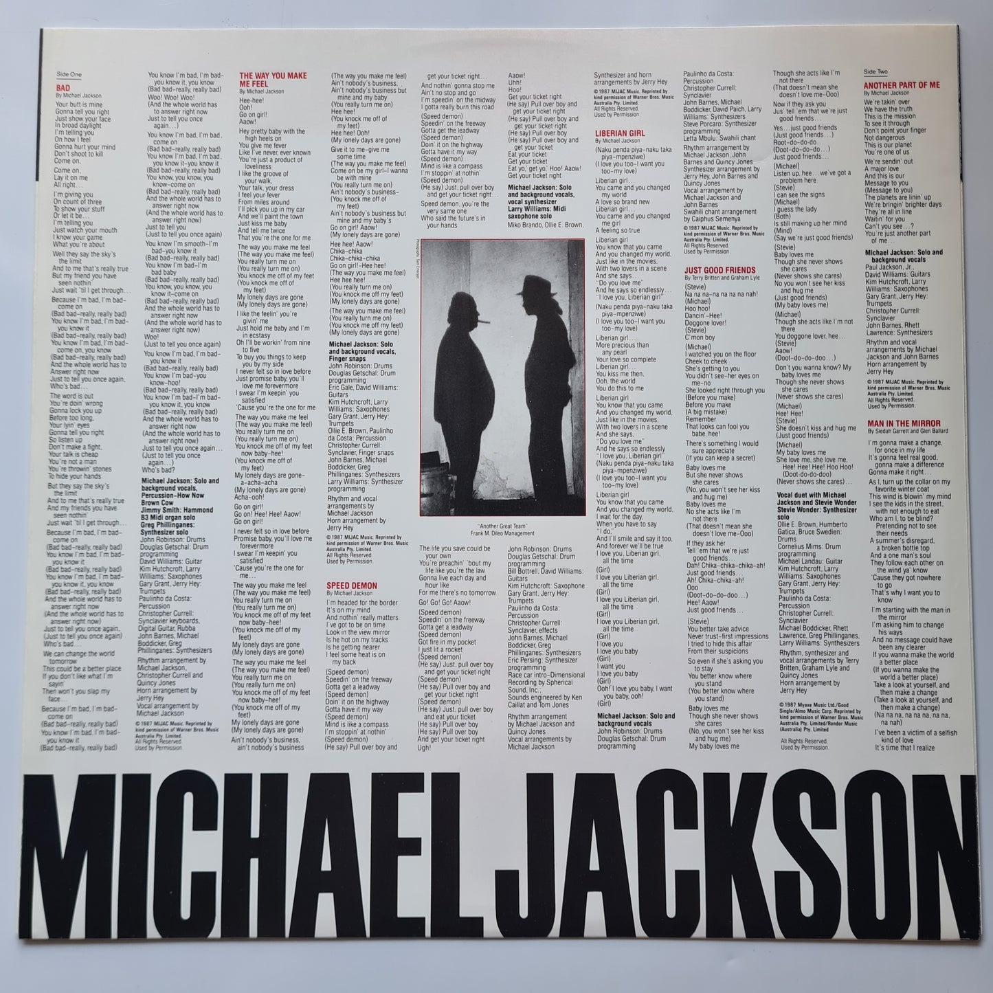 Michael Jackson – Bad - 1987 - Vinyl Record LP