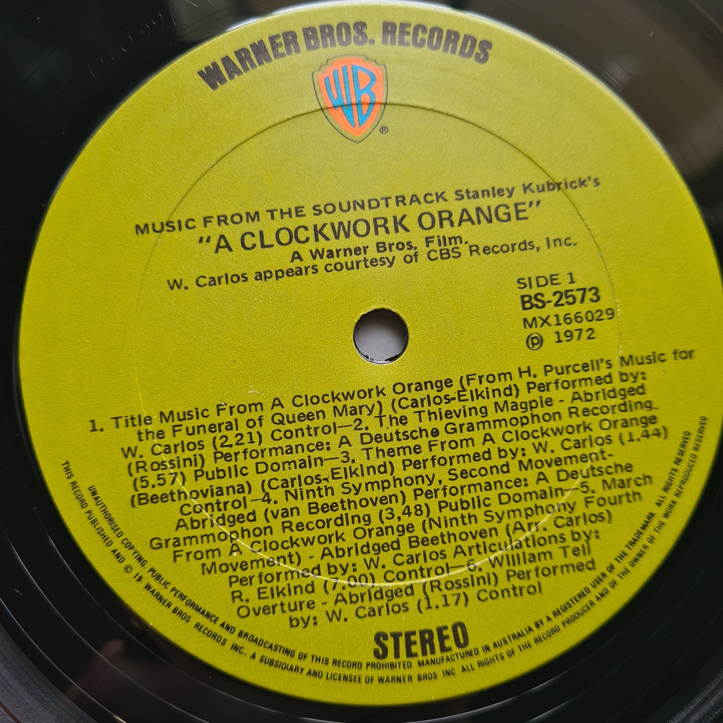 Various - A Clockwork Orange: Stanley Kubrick's A Clockwork Orange (Music From The Soundtrack) - 1971 (1972 Green Label Australian Press) - Vinyl Record LP