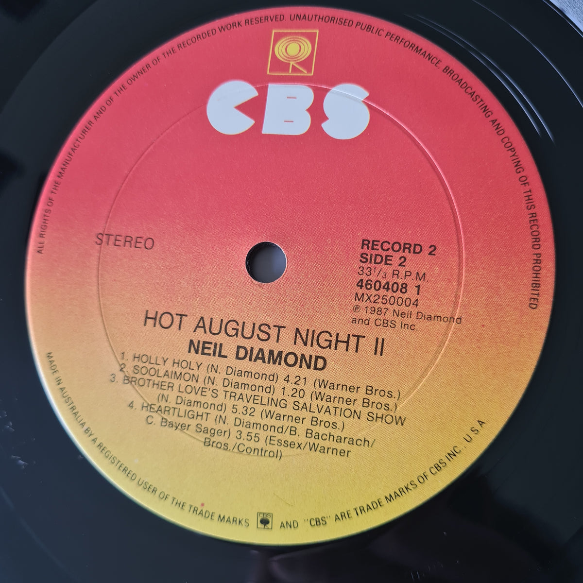 Neil Diamond – Hot August Night II - 1987 - Vinyl Record 2LP (Excellent)