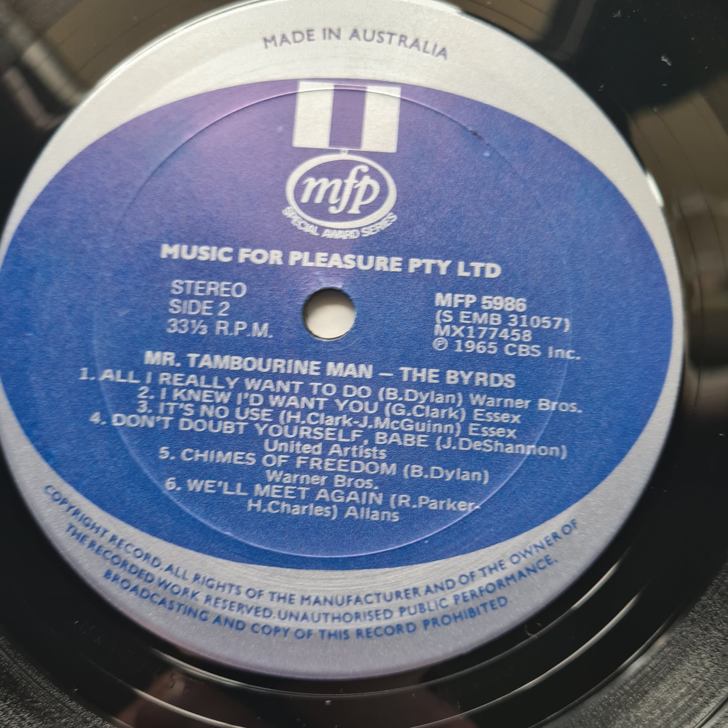 The Byrds – Mr. Tambourine Man - 1965 (70's Australian reissue) - Vinyl Record LP