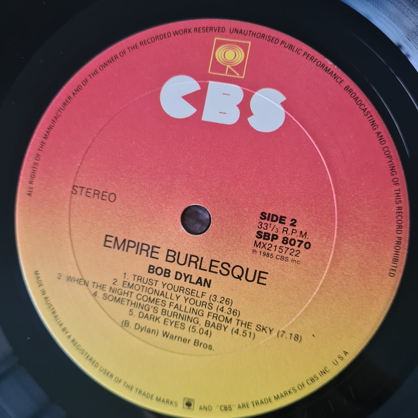 Bob Dylan – Empire Burlesque - 1985 - Vinyl Record LP