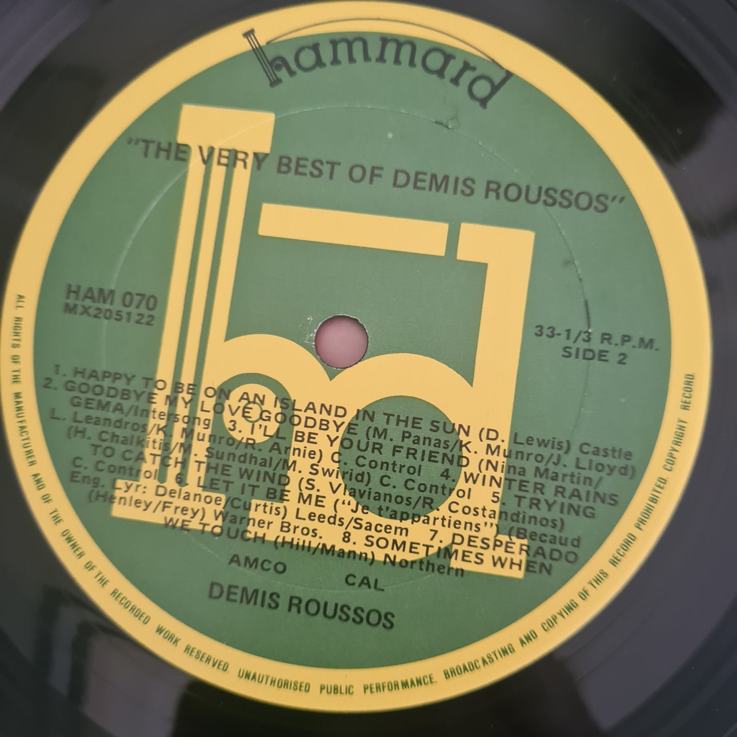 Demis Roussos  – The Very Best Of Demis Roussos - 1982 - Vinyl Record LP