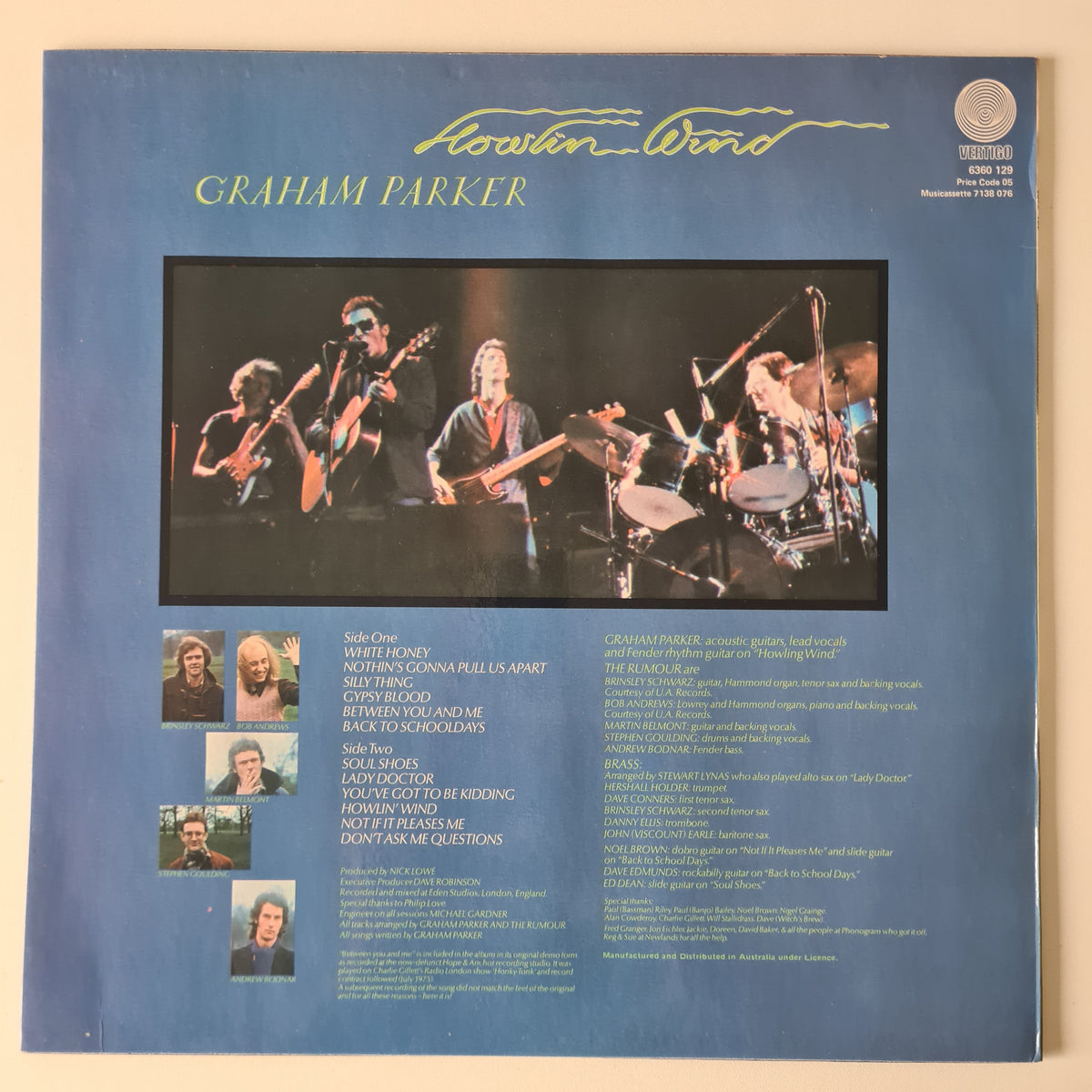 Graham Parker – Howlin' Wind - 1977 - Vinyl Record LP (Excellent)
