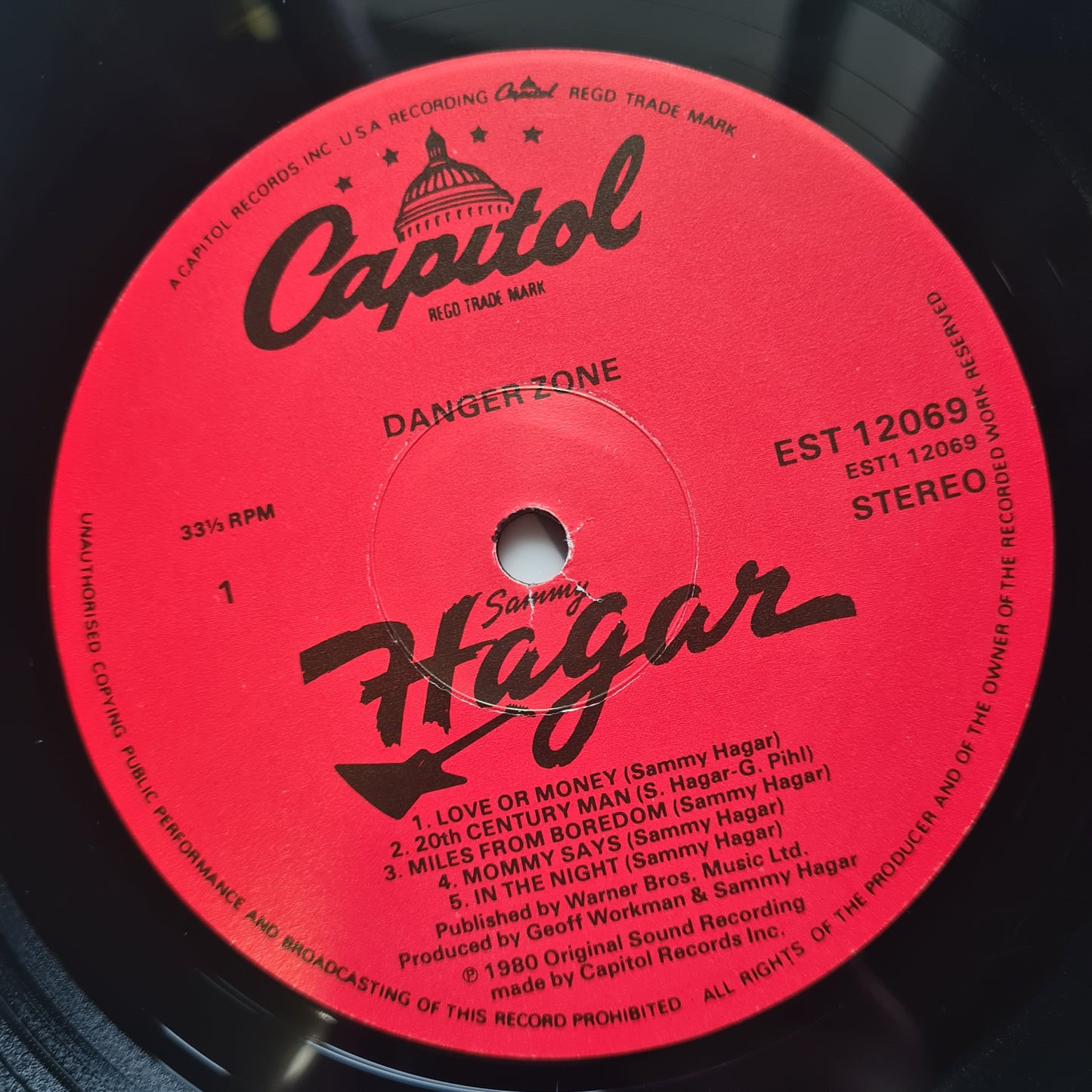 Sammy Hagar (Van Halen) – Danger Zone - 1980 (1st UK Pressing) - Vinyl Record LP