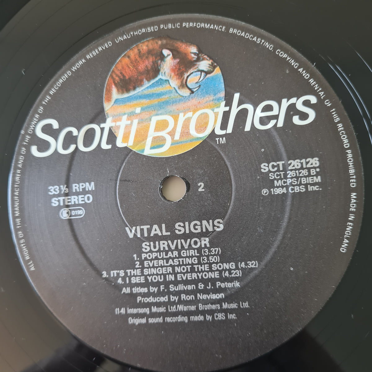 Survivor – Vital Signs- 1984 (UK Pressing) - Vinyl Record LP