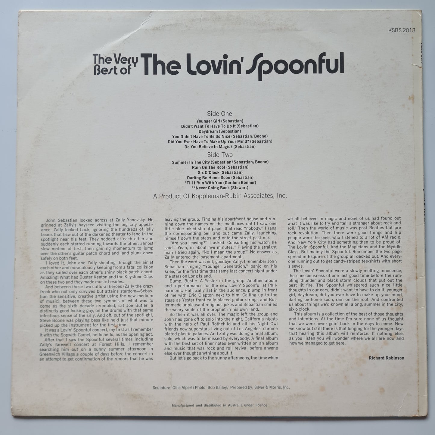 The Lovin' Spoonful – The Very Best Of The Lovin' Spoonful - 1970 - Vinyl Record LP (near mint)