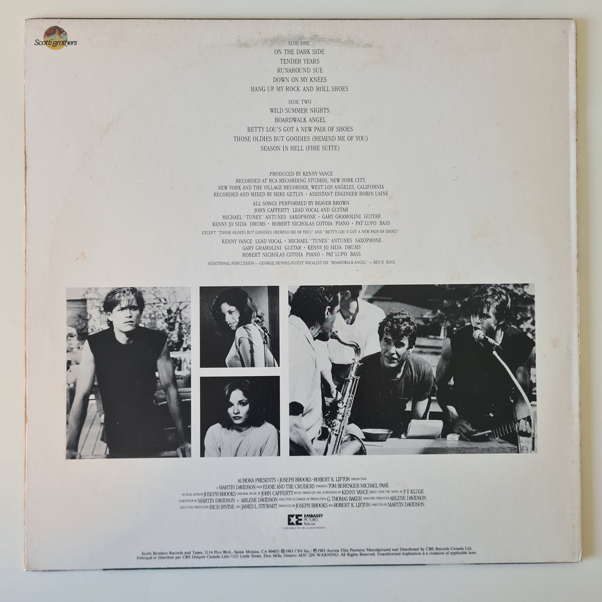 John Cafferty And The Beaver Brown Band - Eddie And The Cruisers (Original Motion Picture Soundtrack) - 1983 - Vinyl Record LP (Near Mint)
