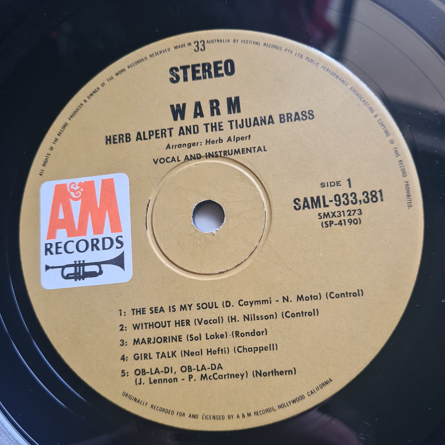 Herb Alpert & The Tijuana Brass – Warm - 1969 - Vinyl Record LP