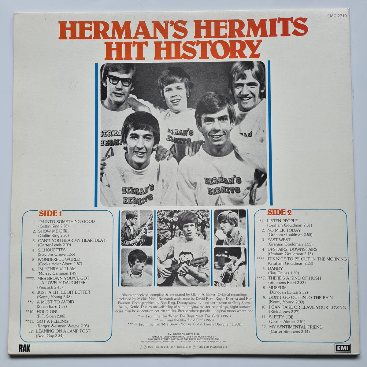 Herman's Hermits – Hit History: 24 Original Oldies - 1980 - Vinyl Record LP