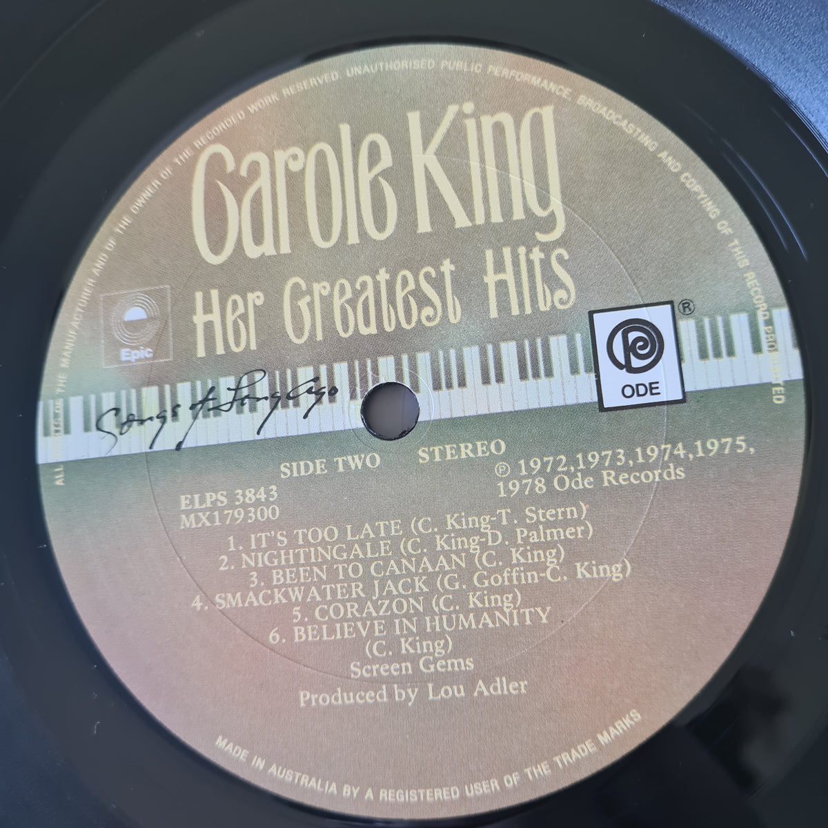 Carole King – Her Greatest Hits: Songs Of Long Ago - 1978 - Vinyl Record LP