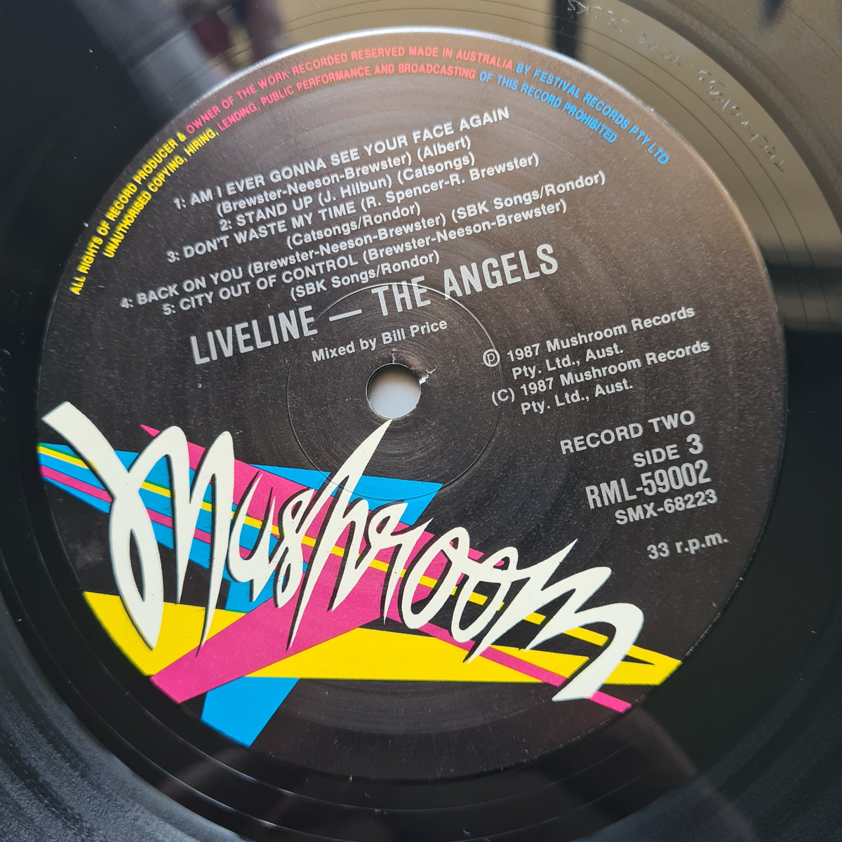 The Angels – Liveline - 1987 - Vinyl Record 2LP