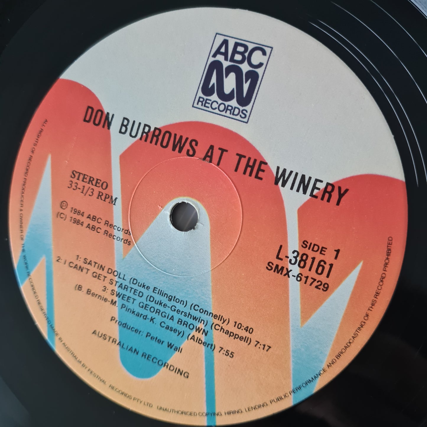 Don Burrows – Burrows At The Winery - 1984 - Vinyl Record LP