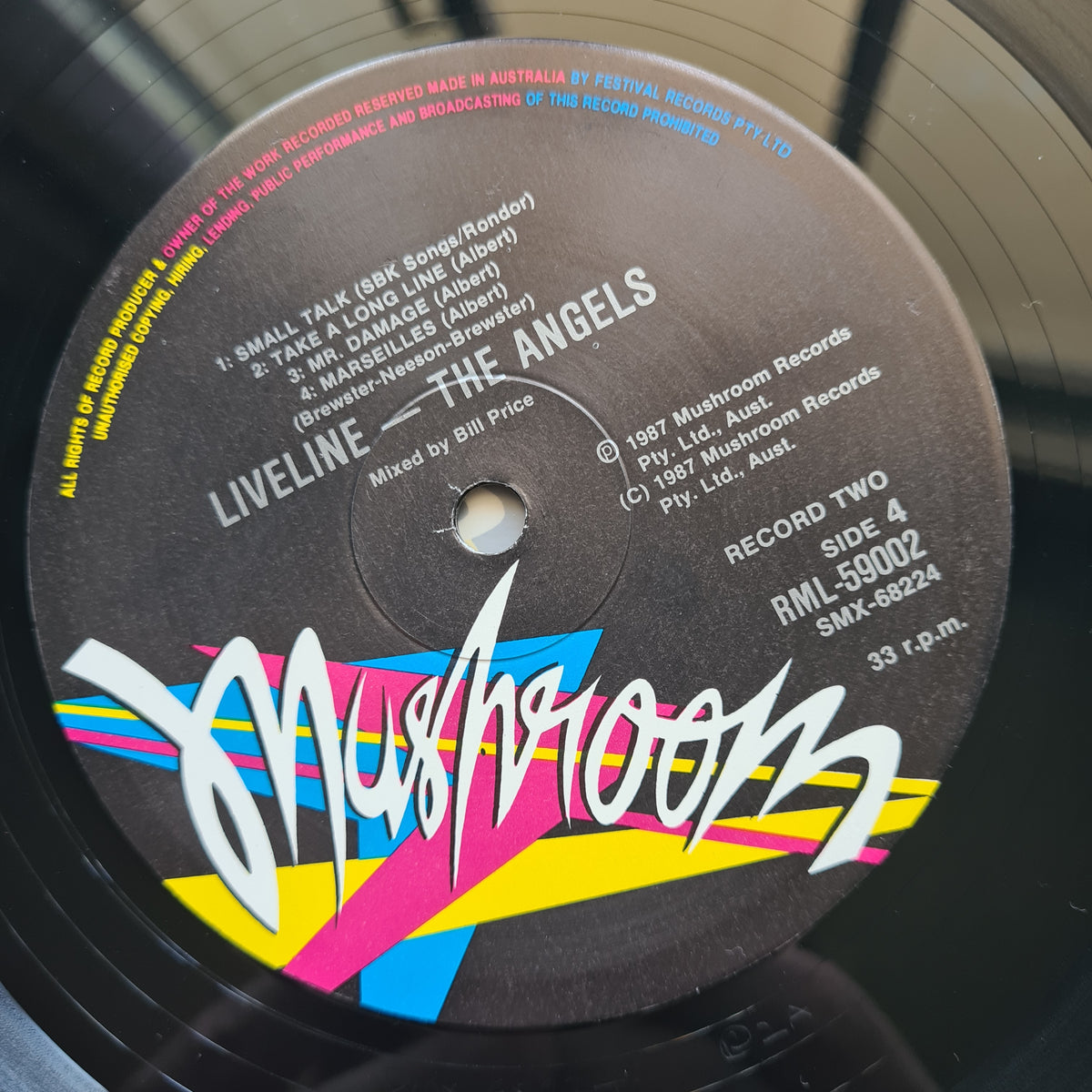The Angels – Liveline - 1987 - Vinyl Record 2LP