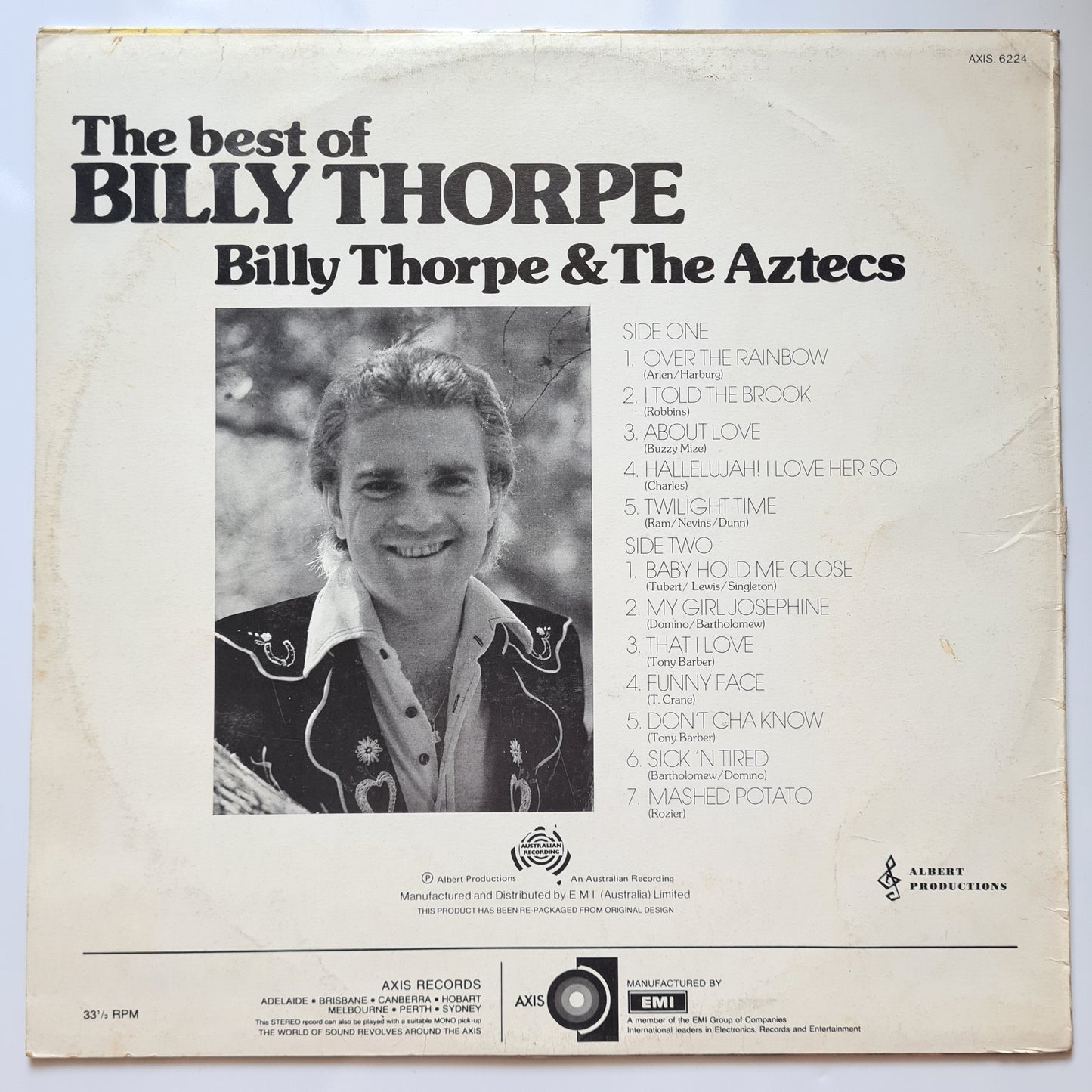 Billy Thorpe & The Aztecs – The Best Of Billy Thorpe - 1965 (1980's reissue) - Vinyl Record LP