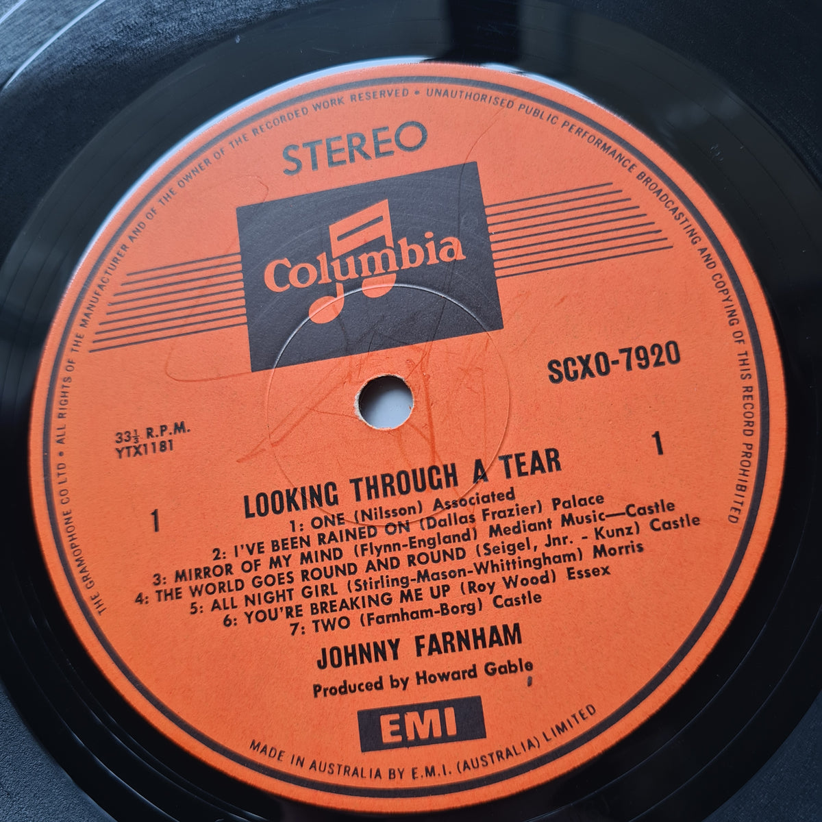Johnny Farnham – Looking Through A Tear - 1970 - Vinyl Record LP